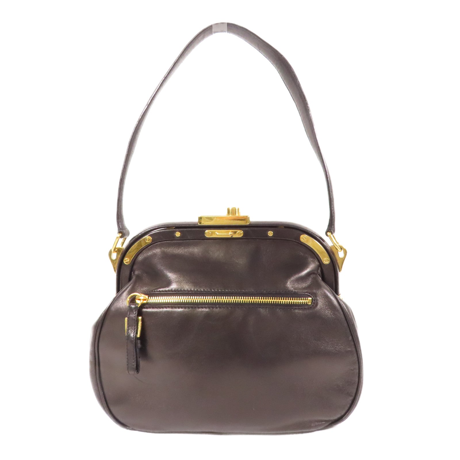 PRADA 羊皮皮革Shoulder Bag金扣肩背袋黑色