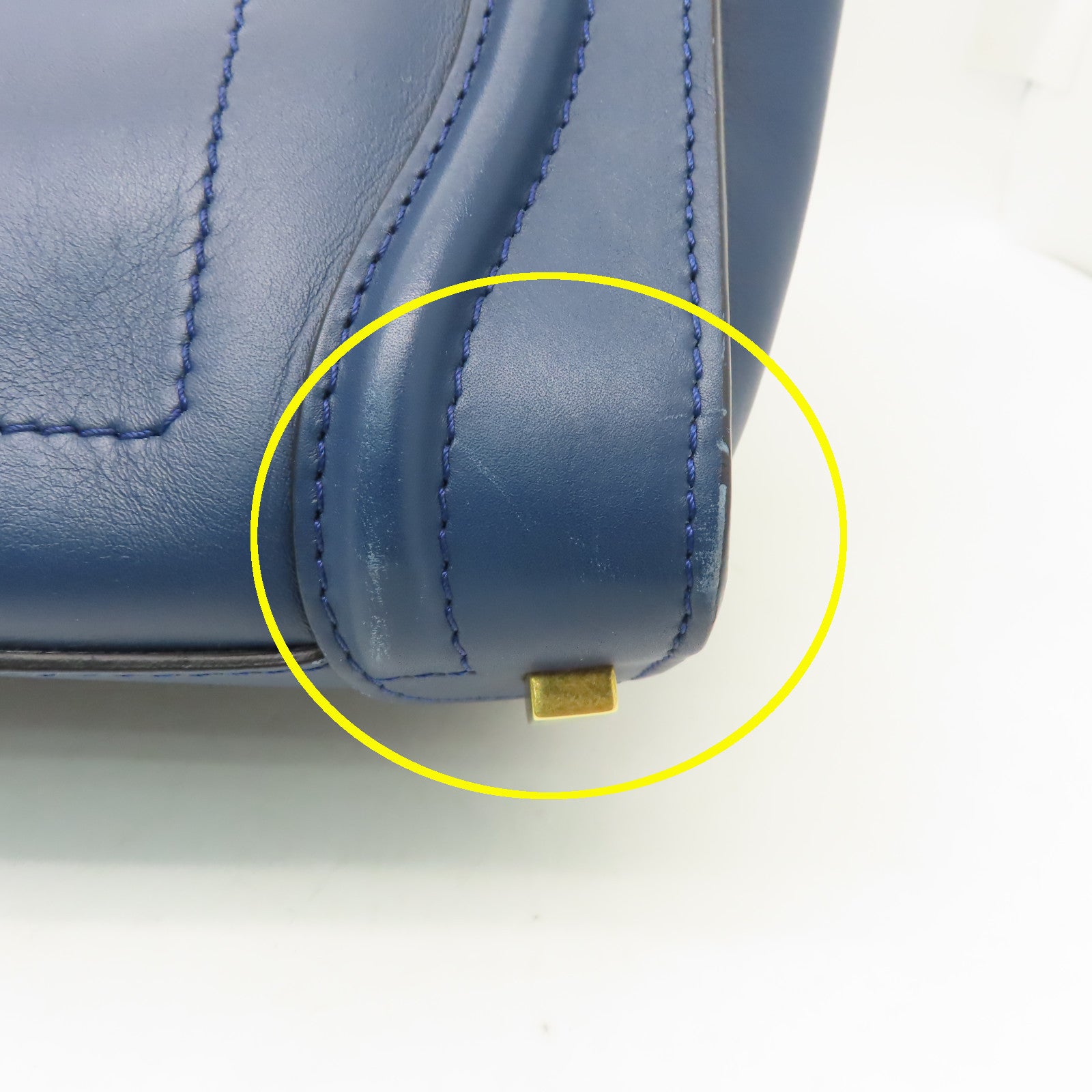 CELINE 【清倉大減價】牛皮皮革Micro Luggage金扣手挽袋藍色/黑色