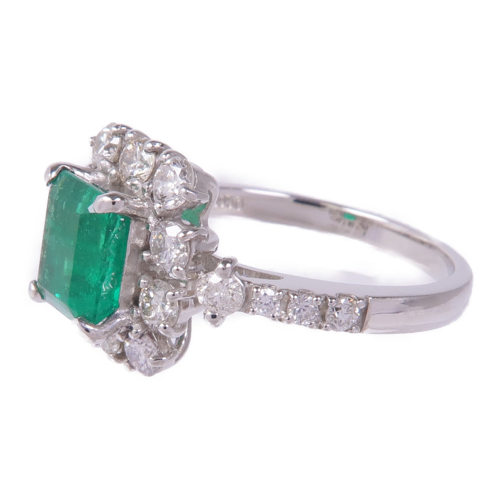 JEWELRY PT950鉑金Emerald Diamond Ring綠寶石/鑽石戒指US#5.5