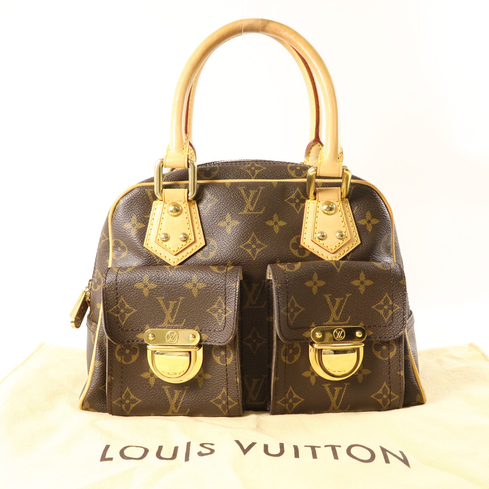 LOUIS VUITTON Monogram Manhattan PM手挽袋棕色