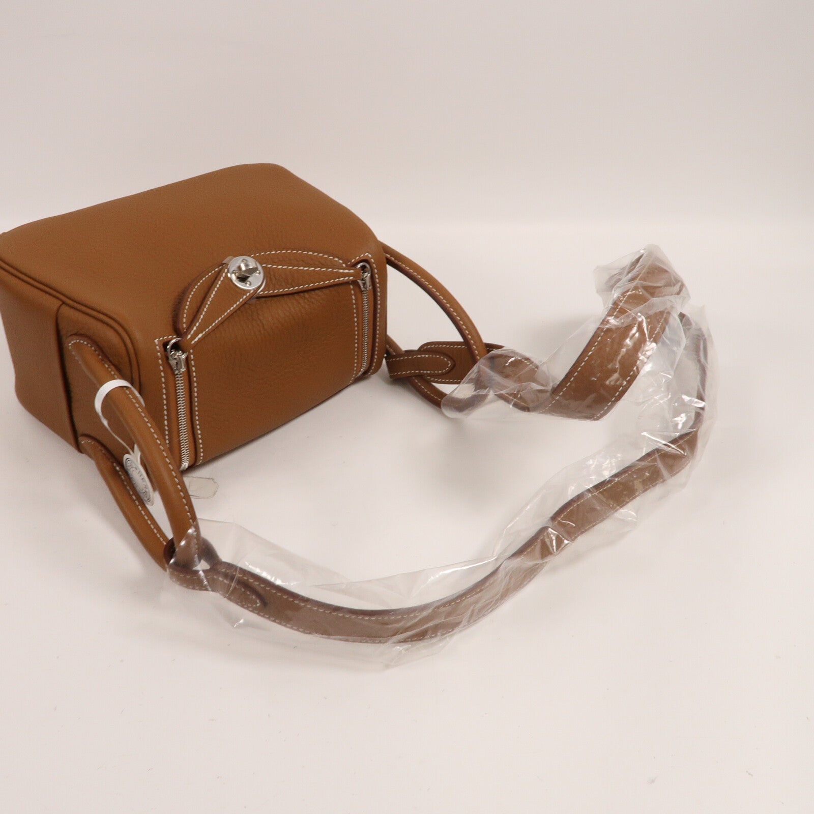 HERMES Clemence皮革Mini Lindy手挽肩背兩用袋Gold