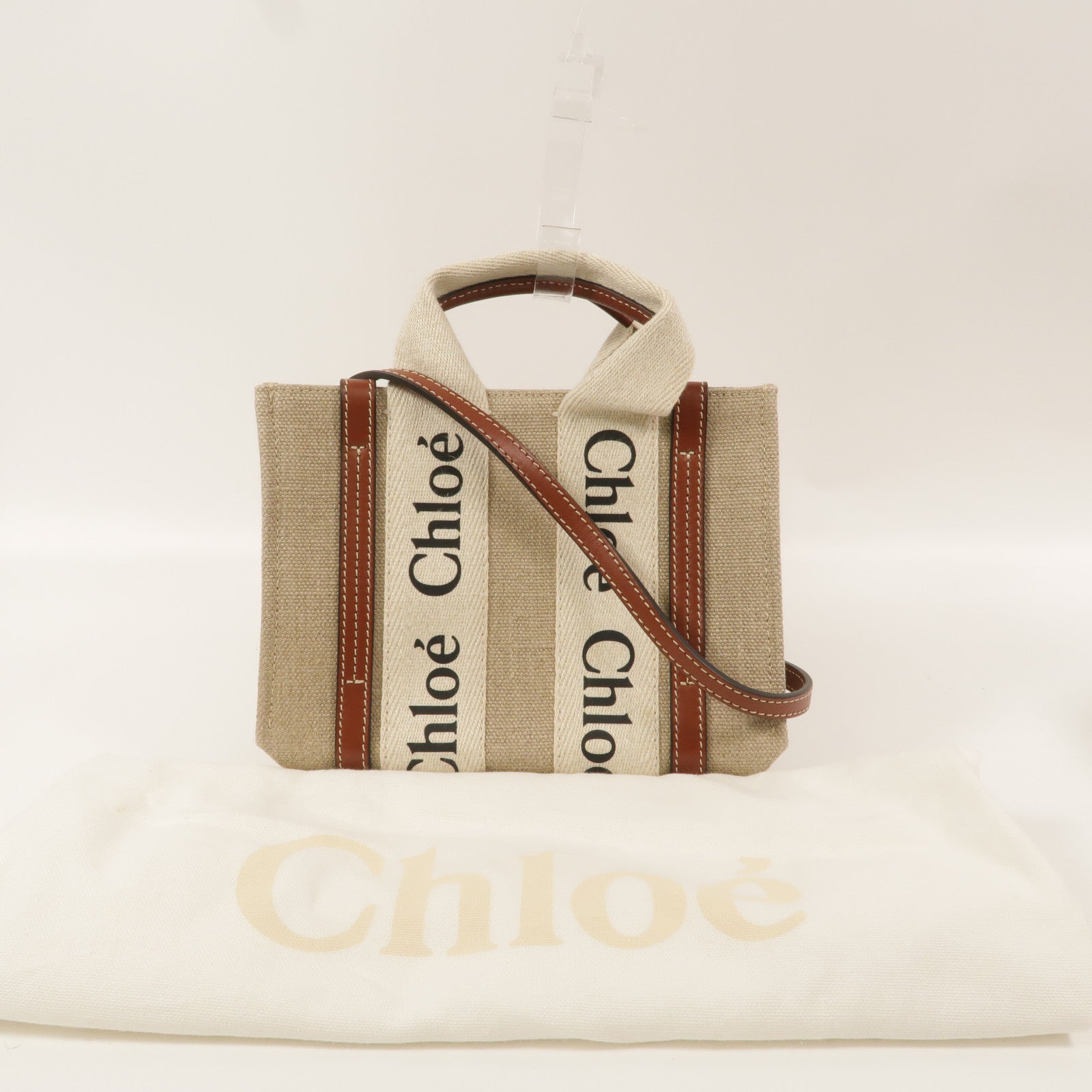 Chloe 帆布Woody Tote Bag Mini手挽肩背兩用袋