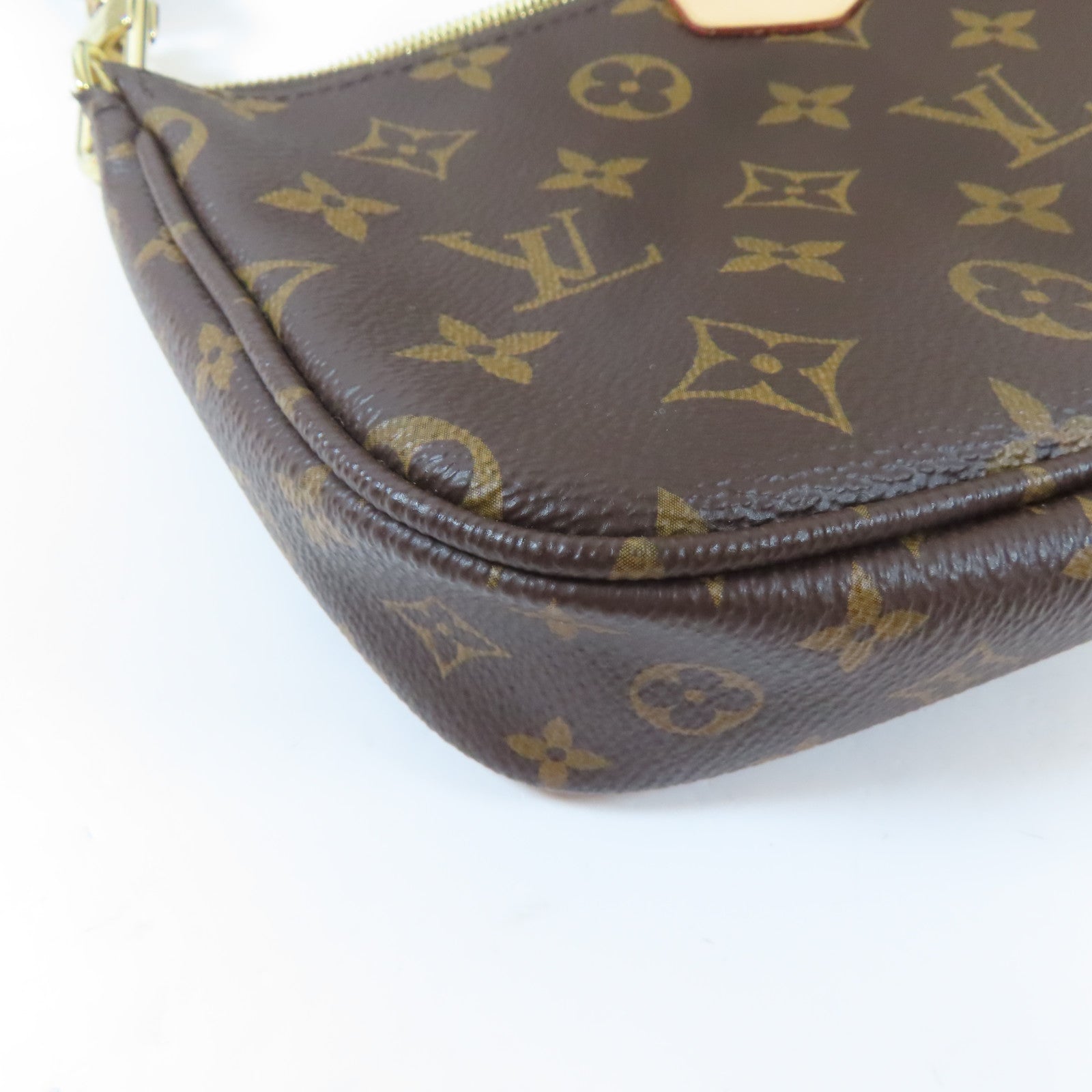 LOUIS VUITTON Monogram Multi Pochette Accessories金扣肩背袋綠色/啡色