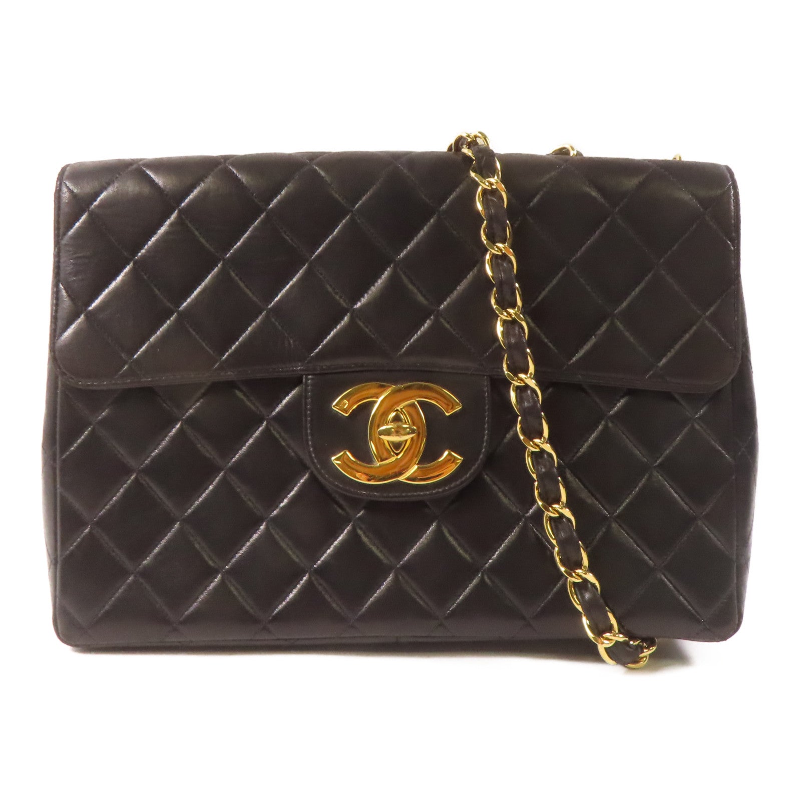 CHANEL 【激減優惠】菱格牛皮皮革Vintage Shoulder Bag金扣鏈帶肩背袋黑色