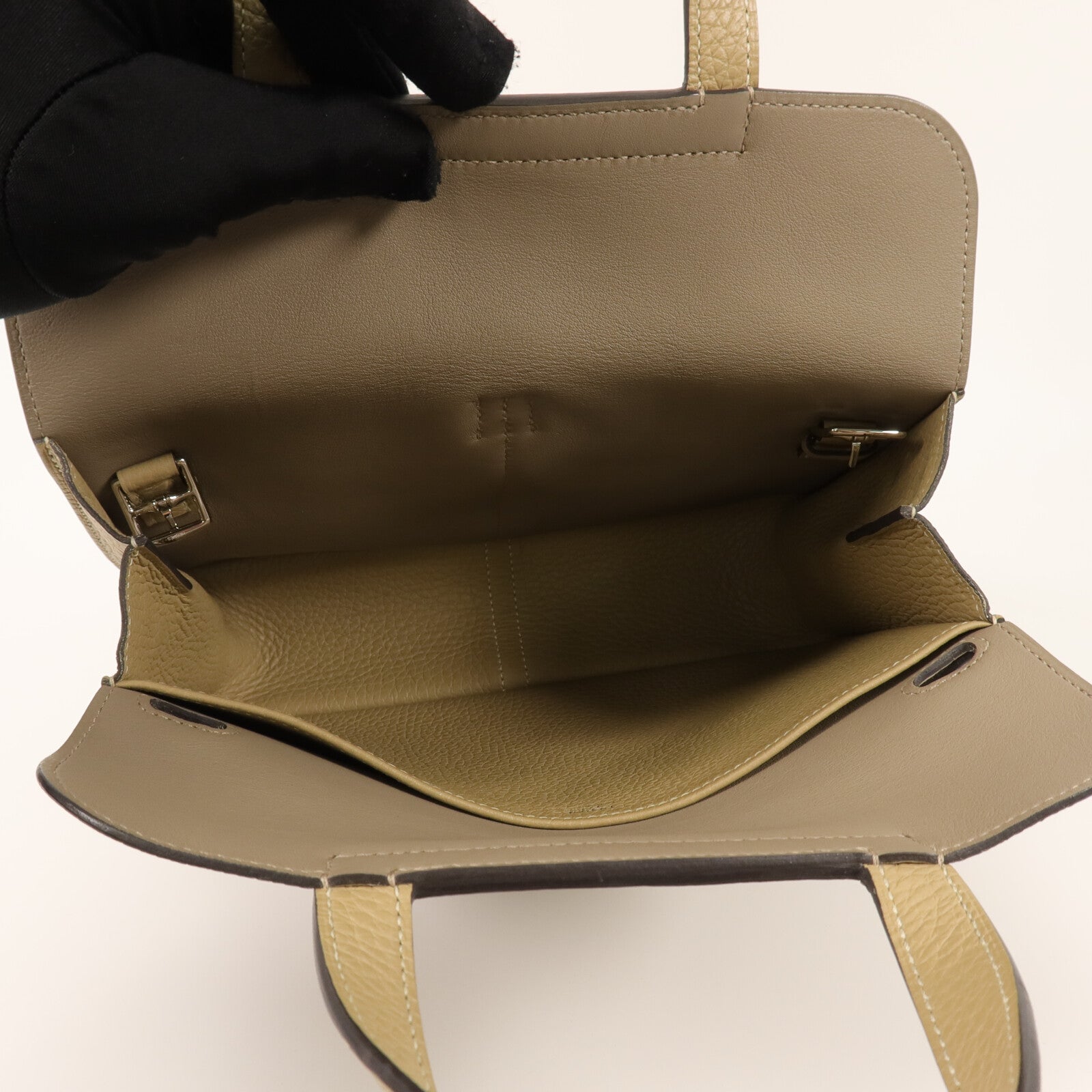HERMES Clemence/Swift皮革Halzan 25手挽肩背兩用袋Trench/Etoupe