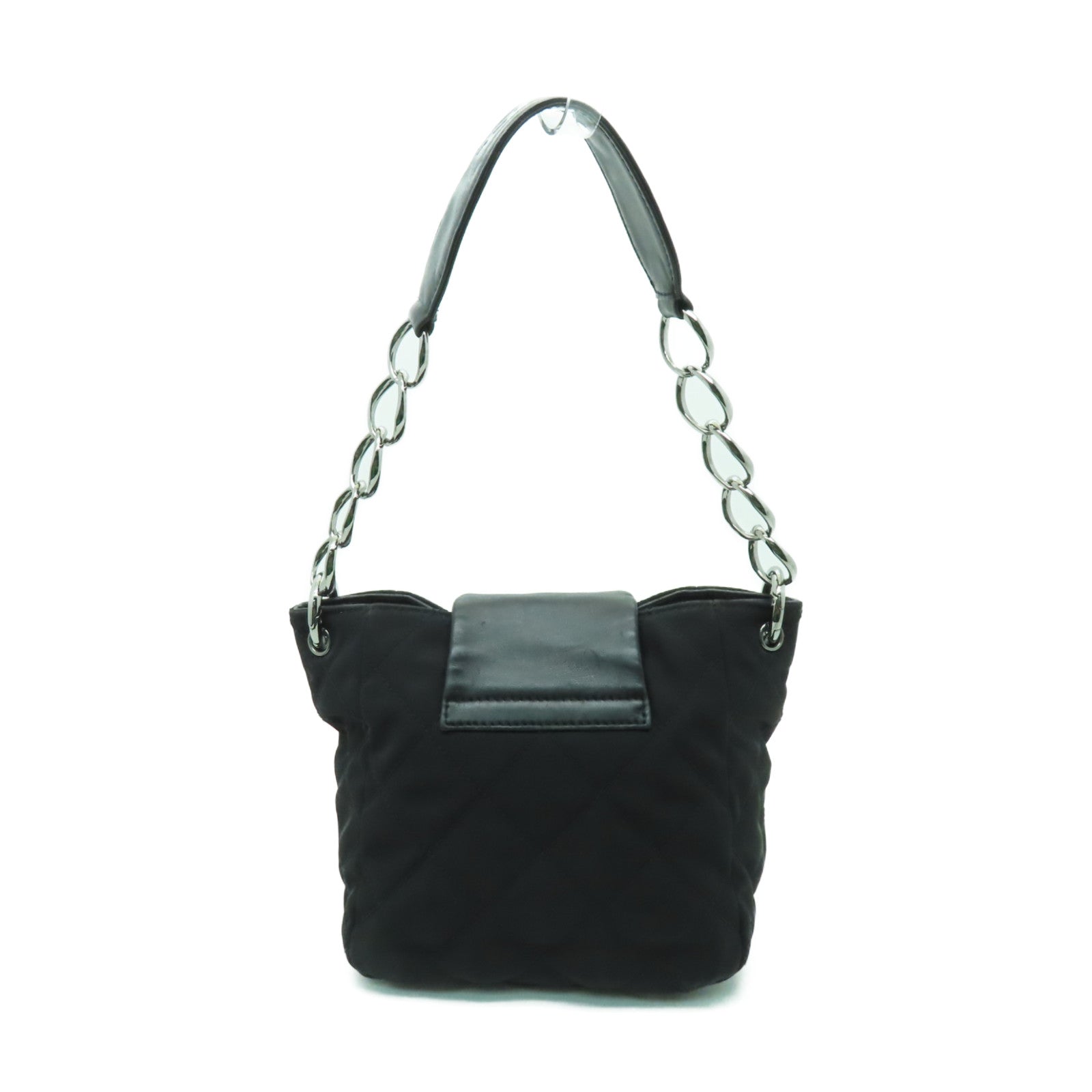 CHANEL 【清倉大減價】尼龍Chain Shoulder Bag銀扣鏈帶肩背袋黑色
