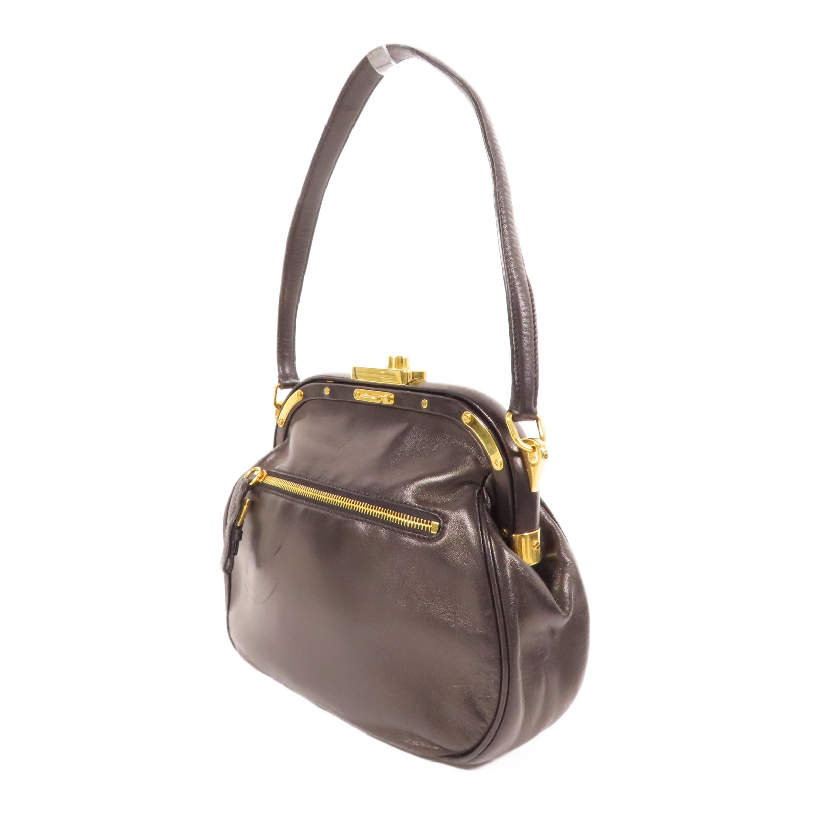 PRADA 羊皮皮革Shoulder Bag金扣肩背袋黑色