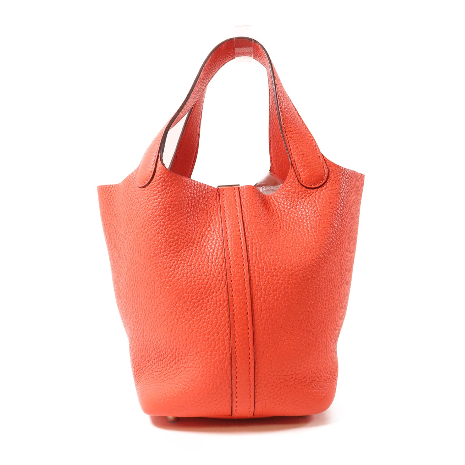HERMES Clemence皮革Piction PM銀扣手挽袋紅色