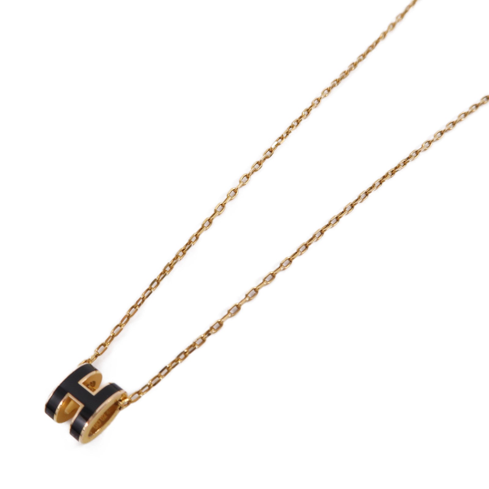HERMES 金屬Mini Pop H Necklace金扣項鍊黑色/金色