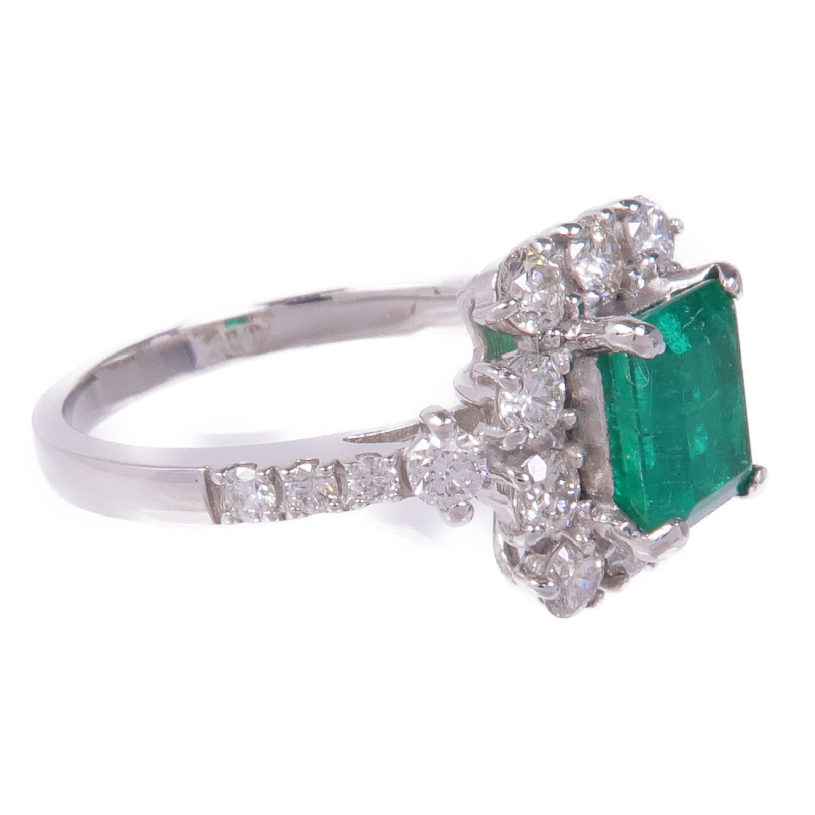 JEWELRY PT950鉑金Emerald Diamond Ring綠寶石/鑽石戒指US#5.5