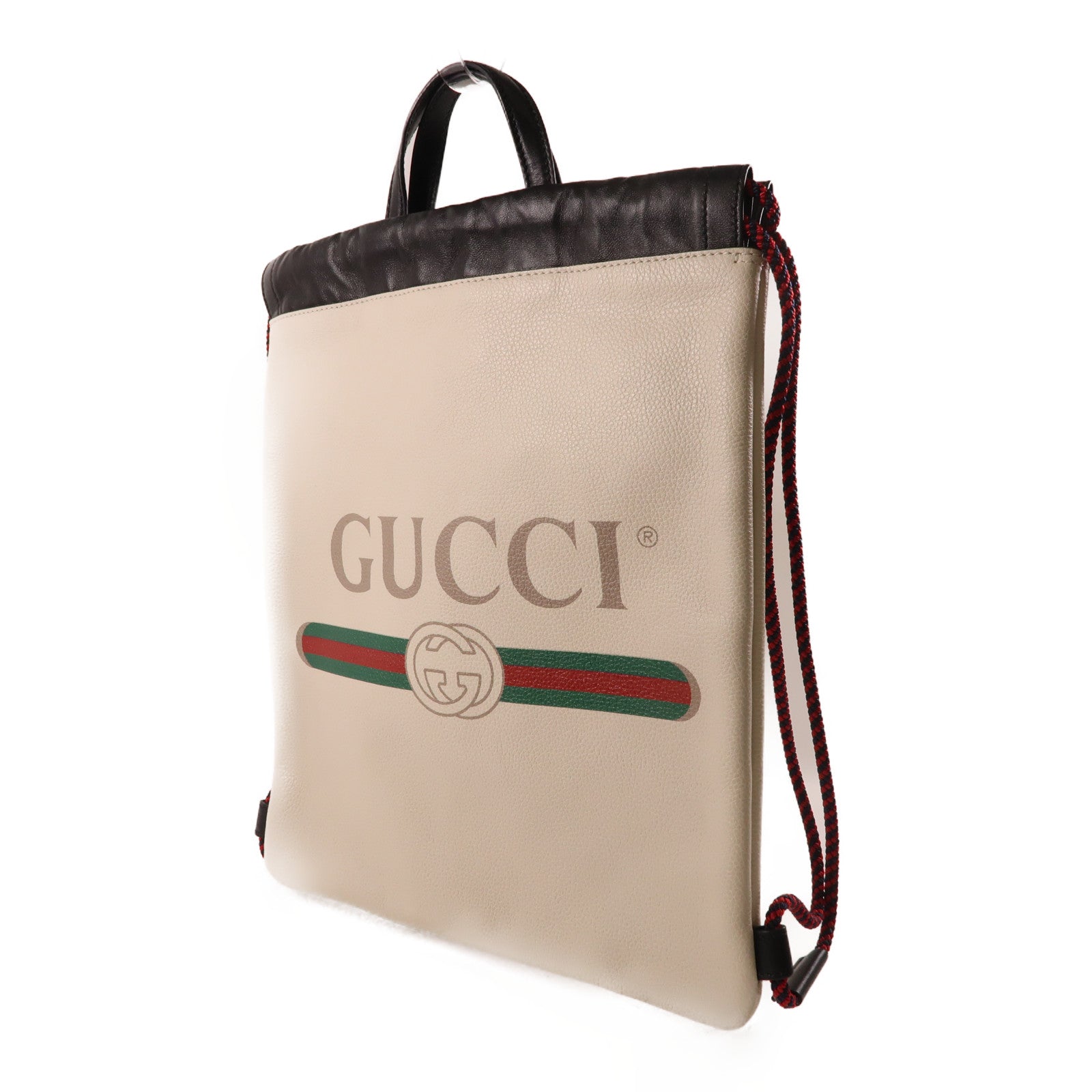 GUCCI 牛皮皮革GG Drawstring Backpack背包杏色