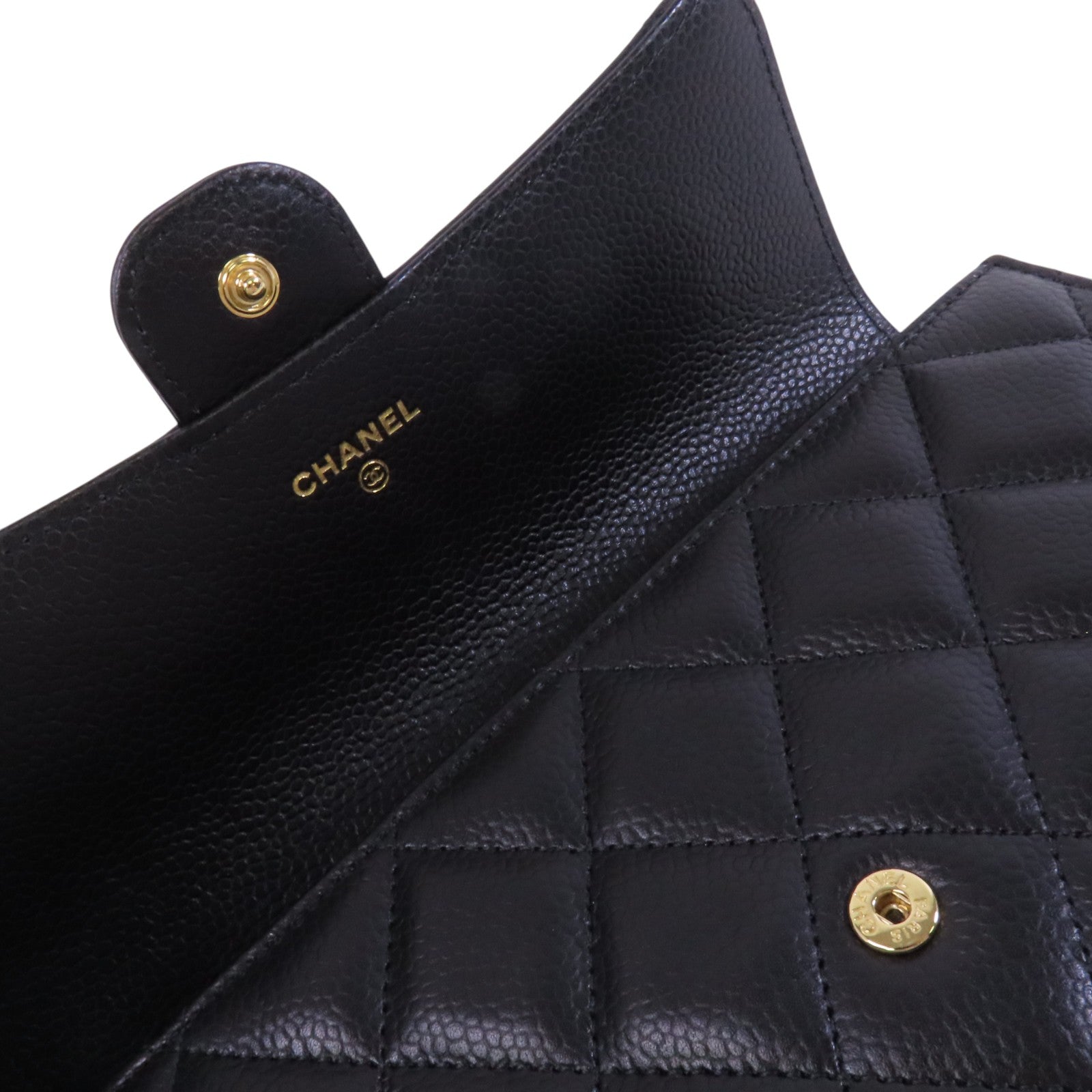 CHANEL 牛皮皮革Long Wallet金扣長錢包