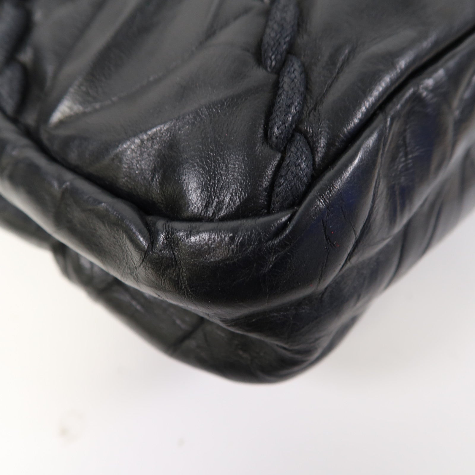 CHANEL 牛皮皮革Chain Shoulder Bag銀扣鏈帶肩背袋黑色