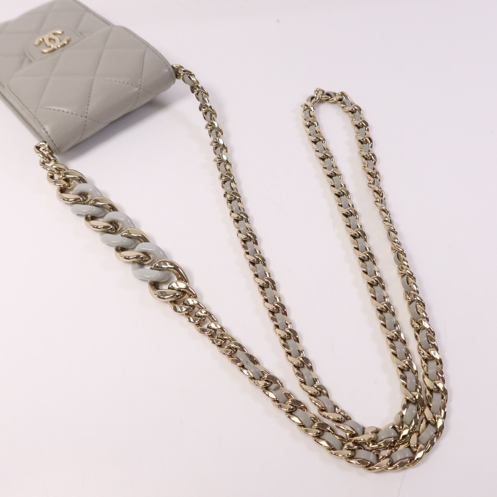 CHANEL 羊皮皮革Chain Shoulder Bag金扣鏈帶肩背袋