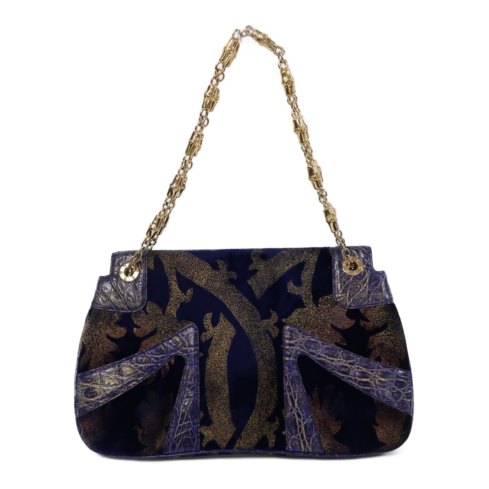 GUCCI 【激減優惠】皮革Chain Shoulder金扣鏈帶肩背袋藍色