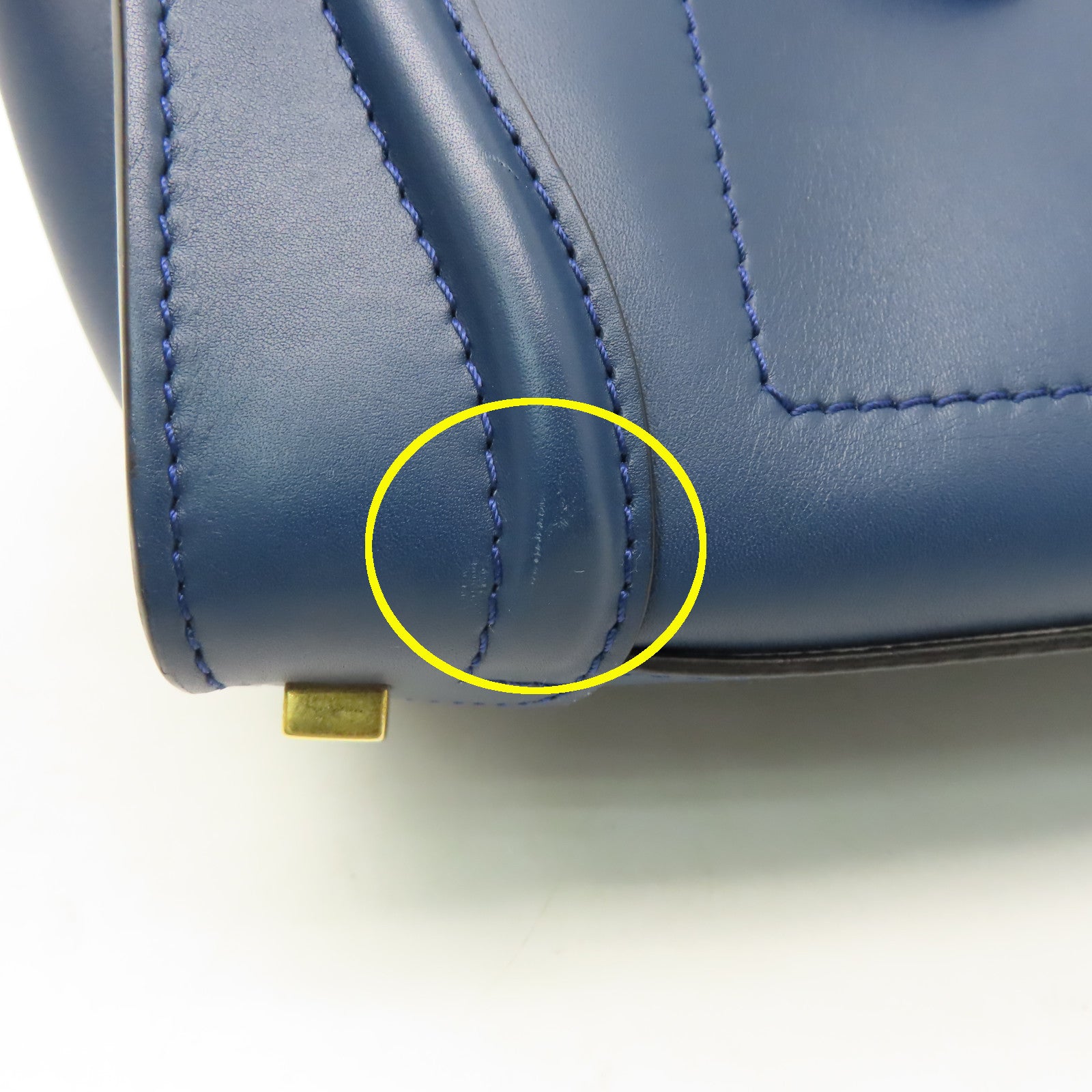 CELINE 【清倉大減價】牛皮皮革Micro Luggage金扣手挽袋藍色/黑色