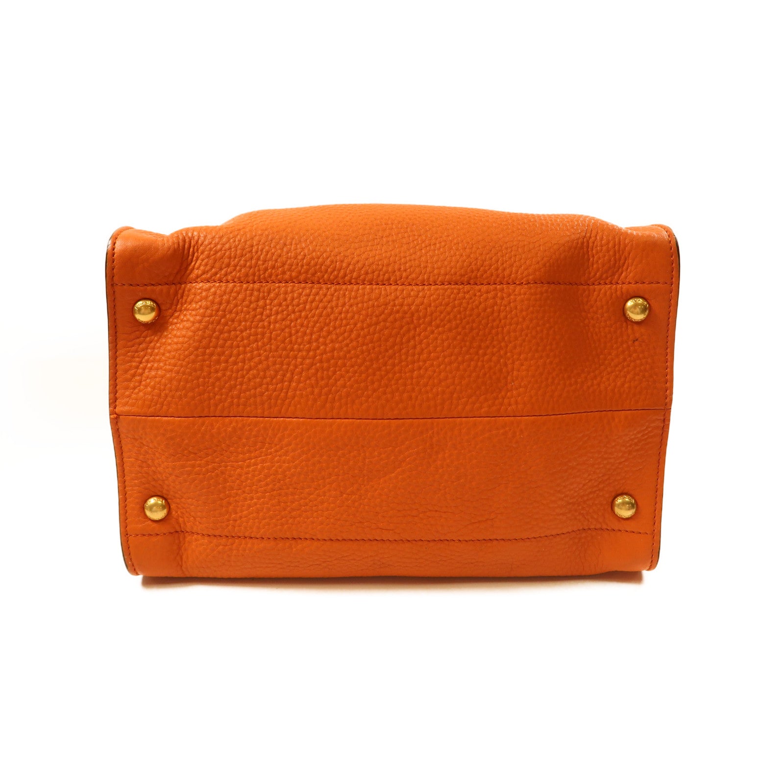 PRADA 牛皮皮革2 Way Shoulder金扣手挽肩背兩用袋橙色
