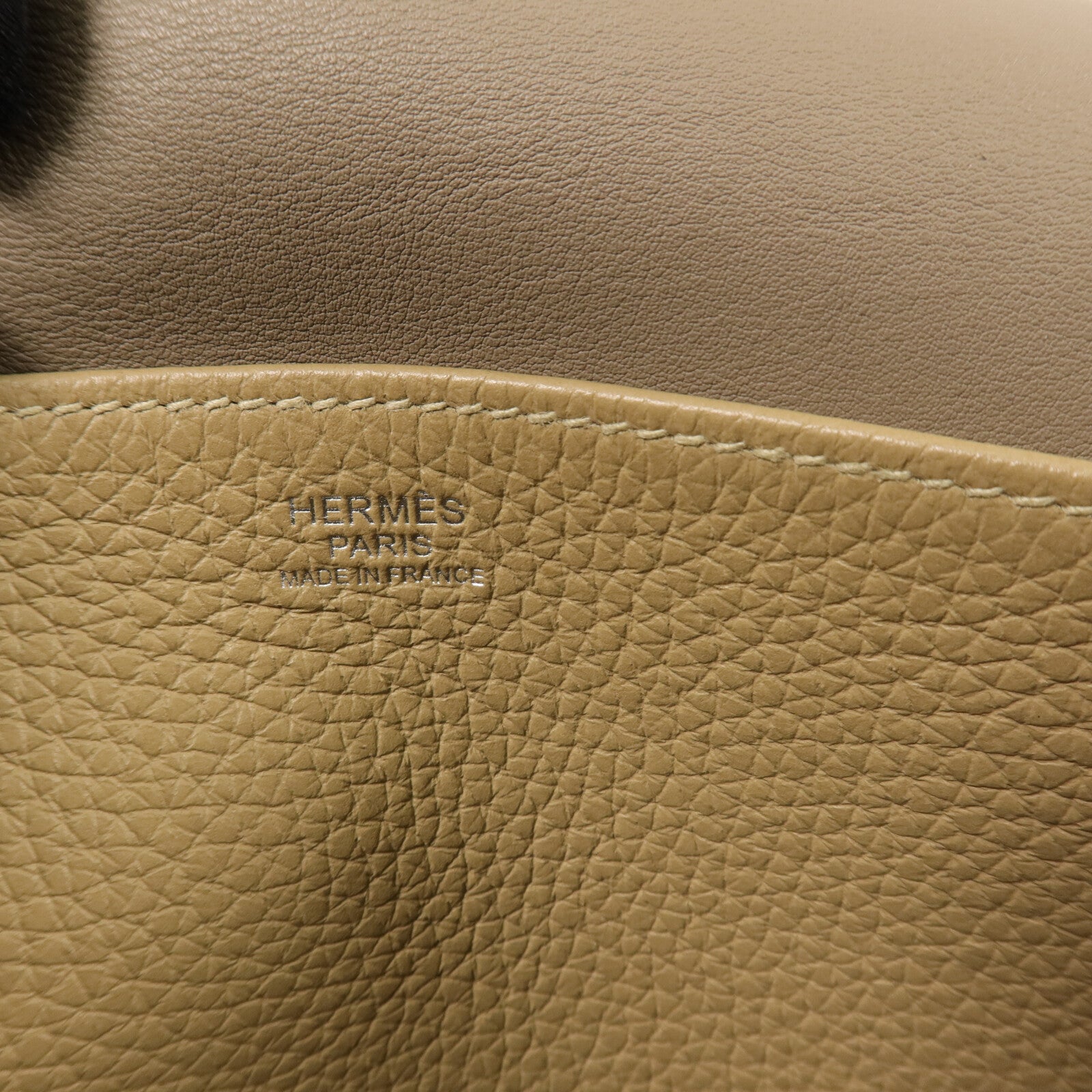HERMES Clemence/Swift皮革Halzan 25手挽肩背兩用袋Trench/Etoupe
