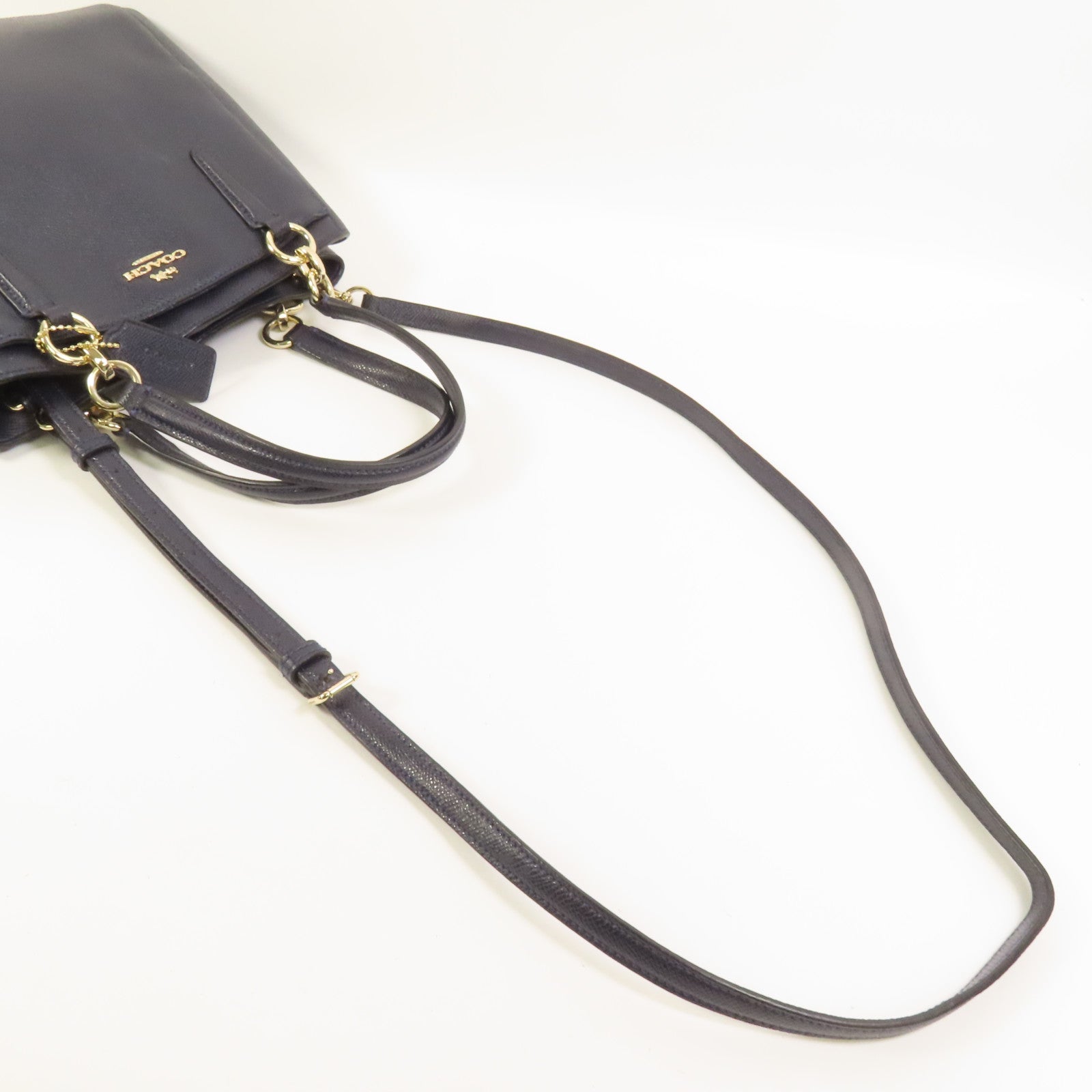COACH 牛皮皮革2 Way Shoulder金扣手挽肩背兩用袋