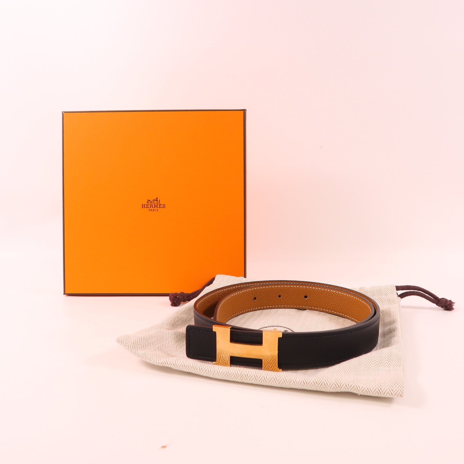 HERMES Epsom皮革Belt 70cm皮帶89 Noir