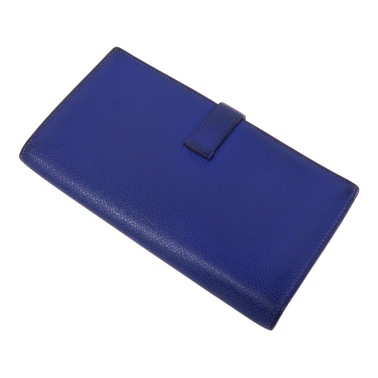 HERMES 【激減優惠】Epsom皮革Brean Long Wallet金扣長錢包電光藍色
