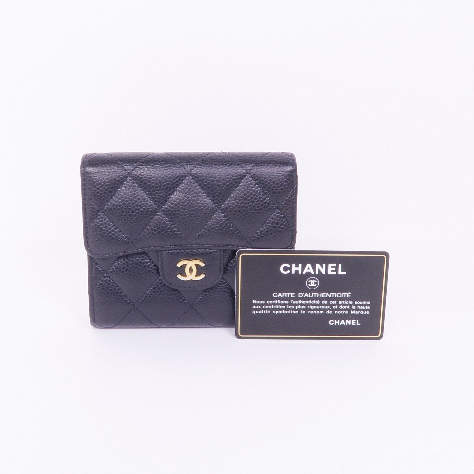 CHANEL 牛皮皮革Wallet金扣錢包
