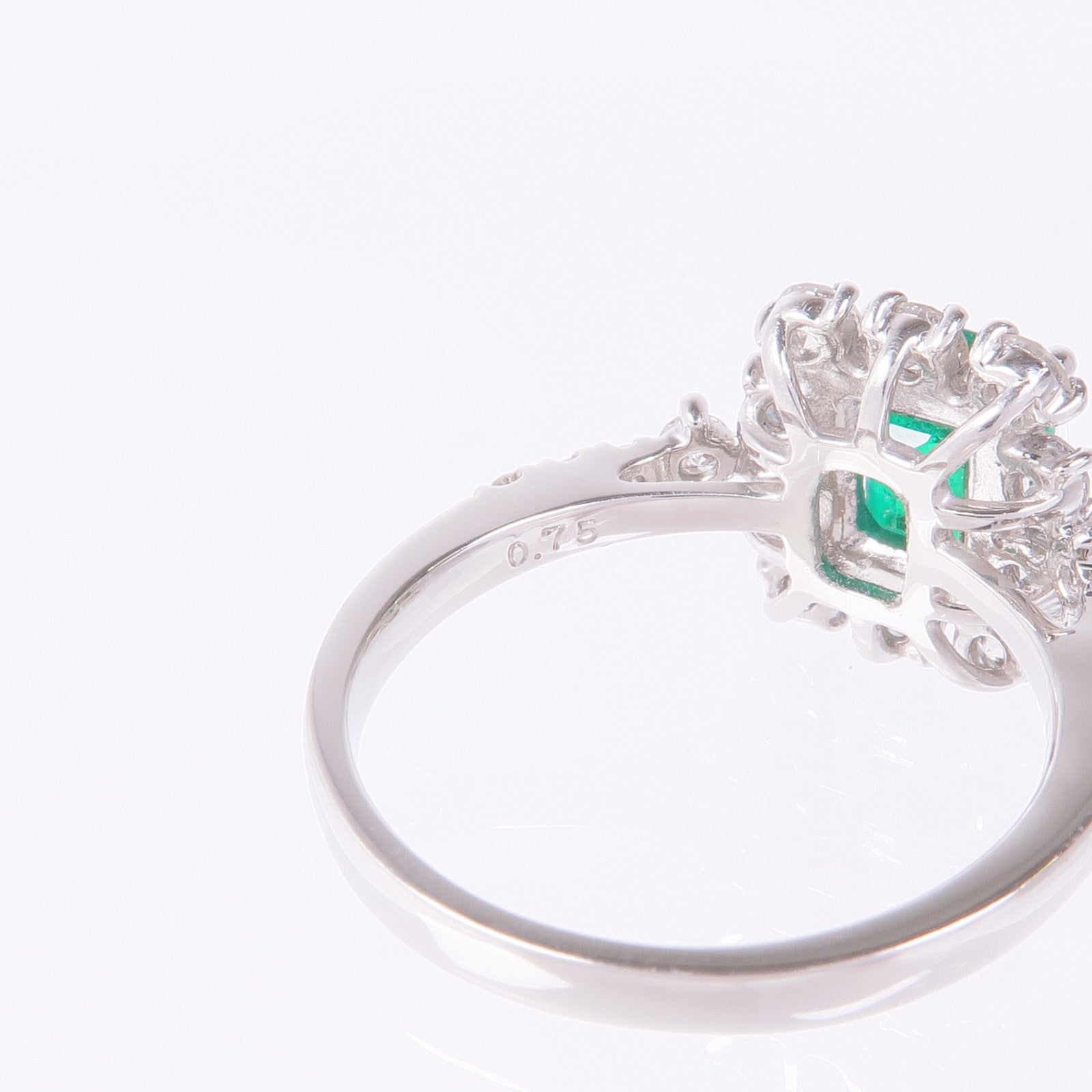 JEWELRY PT950鉑金Emerald Diamond Ring綠寶石/鑽石戒指US#5.5