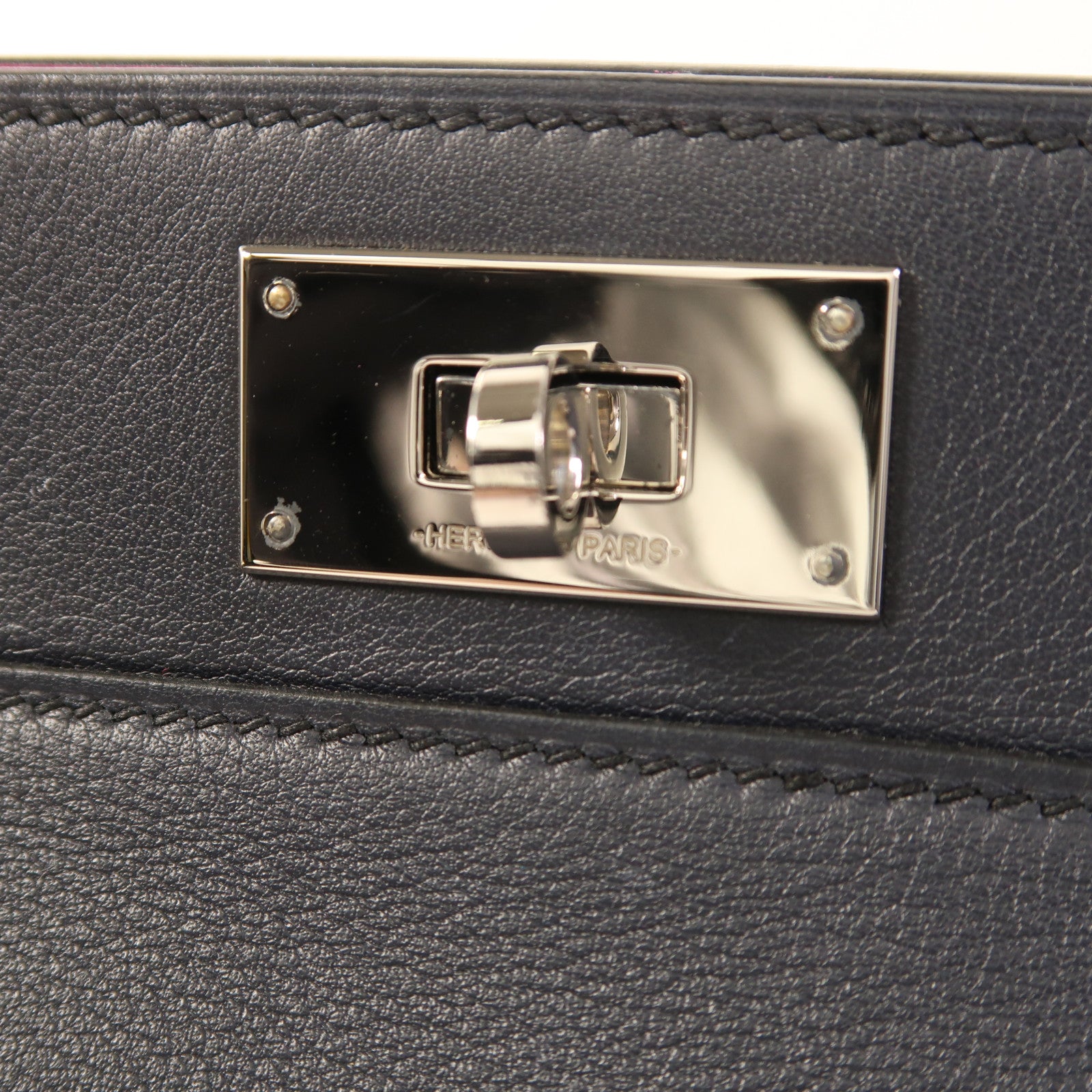 HERMES Evercolor皮革Toolbox 20銀扣手挽肩背兩用袋Bleu Indigo/Fuchsia