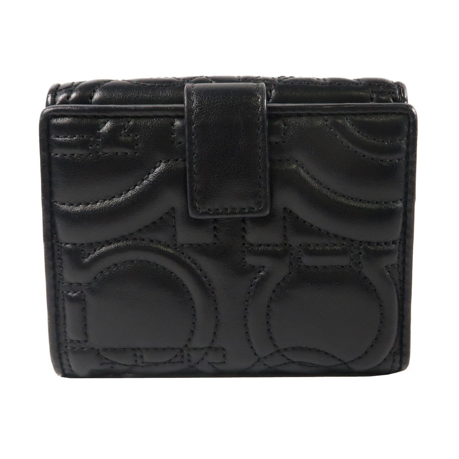 Salvatore Ferragamo 牛皮皮革Fold Wallet金扣折疊錢包黑色