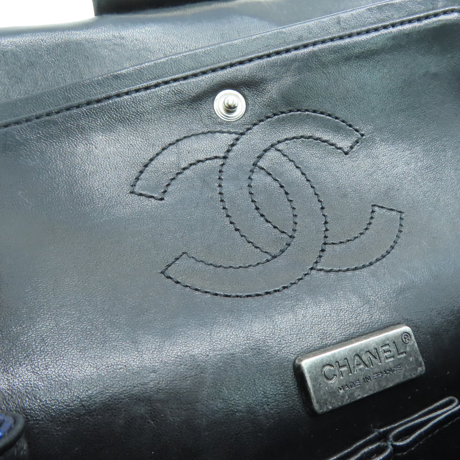 CHANEL 【激減優惠】菱格蛇皮皮革Chain Shoulder Bag鏈條銀扣肩背袋藍色