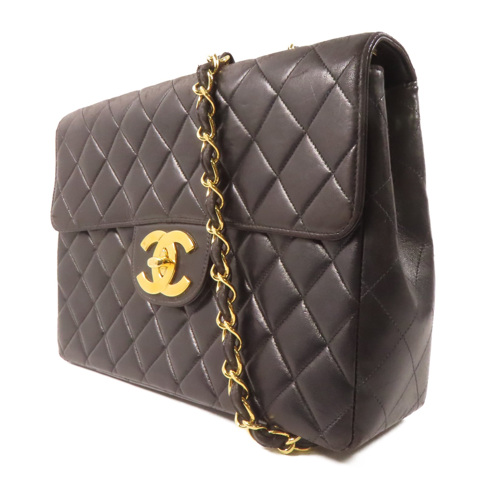 CHANEL 【激減優惠】菱格牛皮皮革Vintage Shoulder Bag金扣鏈帶肩背袋黑色