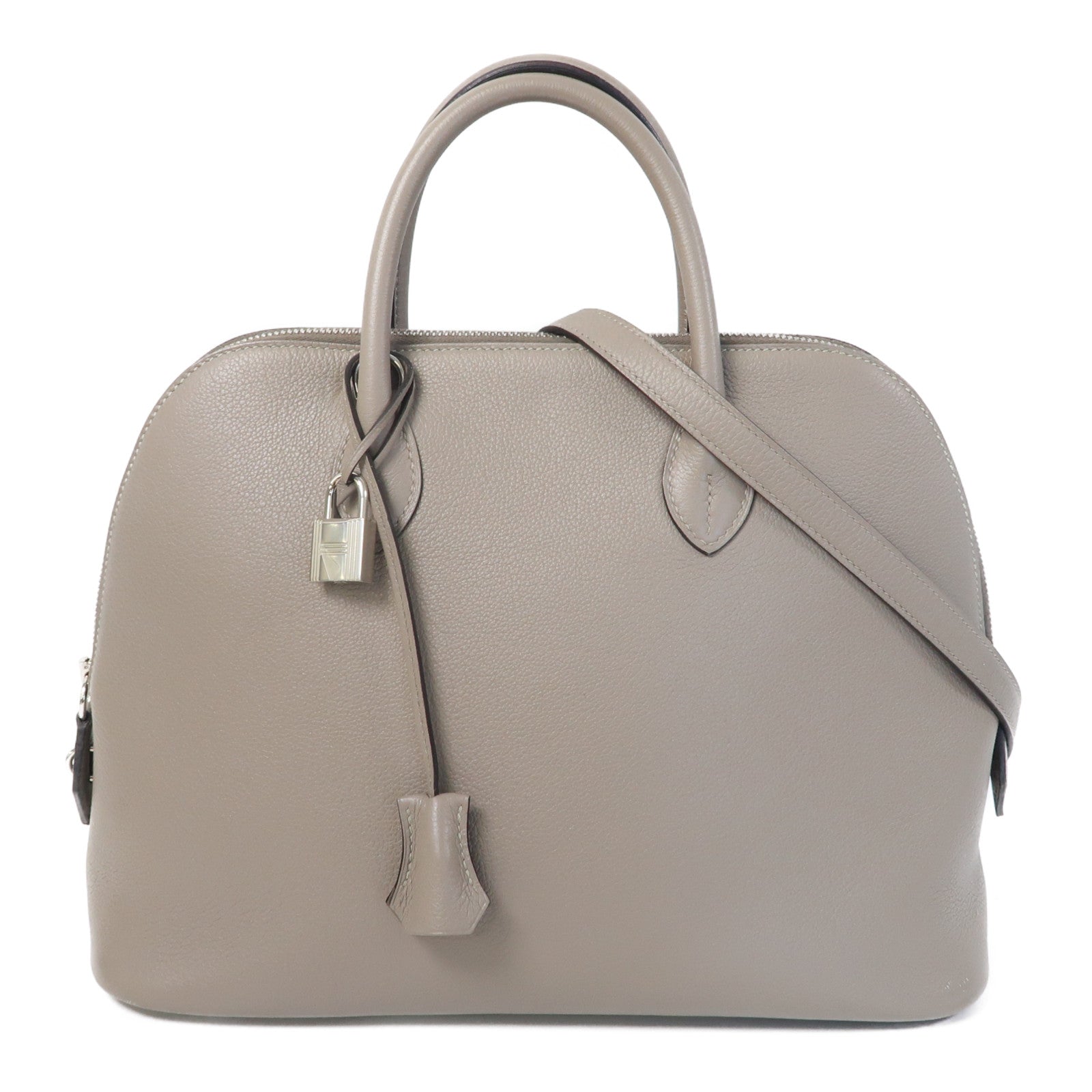 HERMES 【激減優惠】Evercolor皮革Bolide 1923 30銀扣手挽袋Gris Asphalte灰色