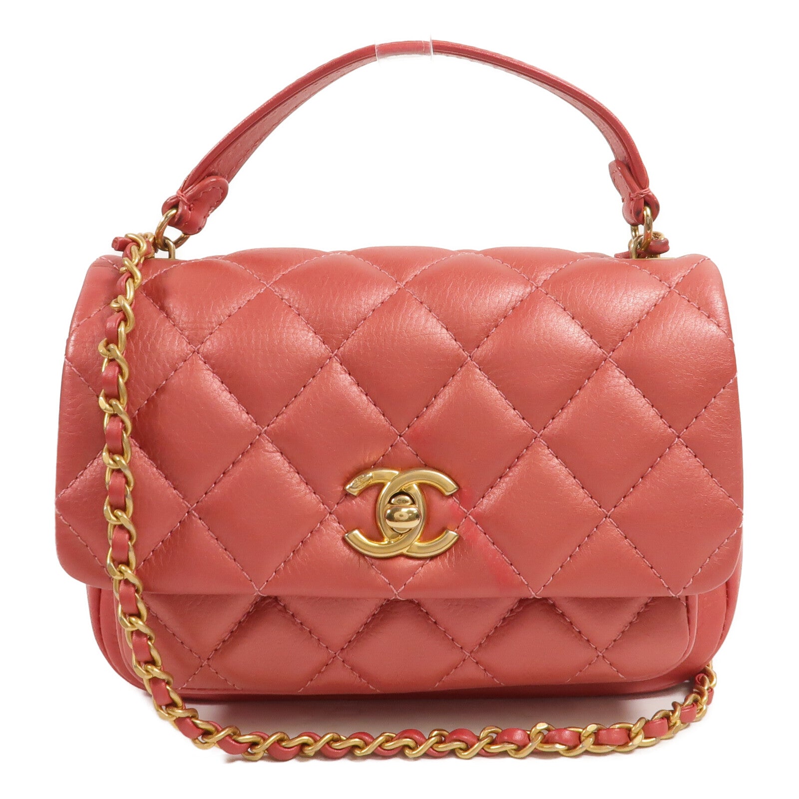CHANEL 牛皮皮革Chain Shoulder Bag鏈帶手挽肩背兩用袋