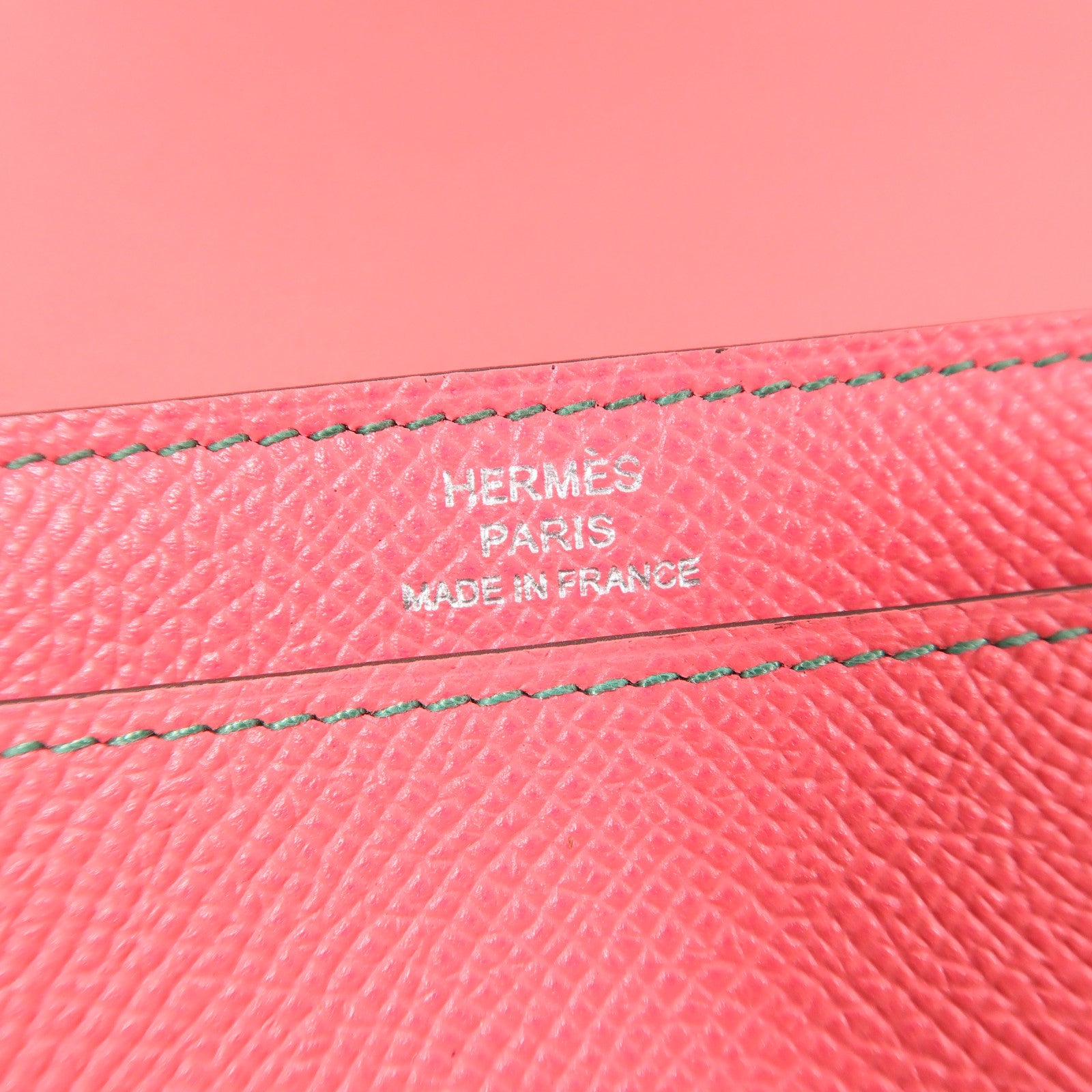 HERMES PHW Camail Long Wallet Veau Epsom Leather Pink Green