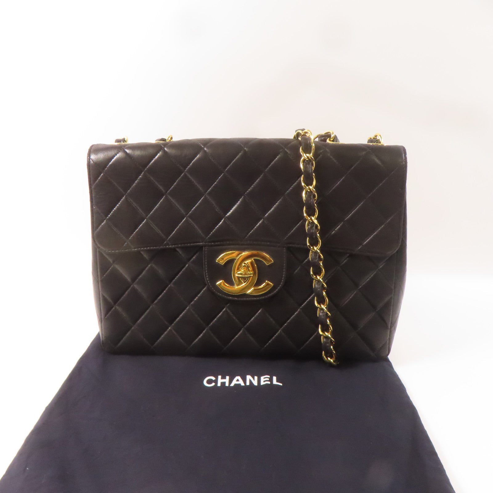 CHANEL 【激減優惠】菱格牛皮皮革Vintage Shoulder Bag金扣鏈帶肩背袋黑色
