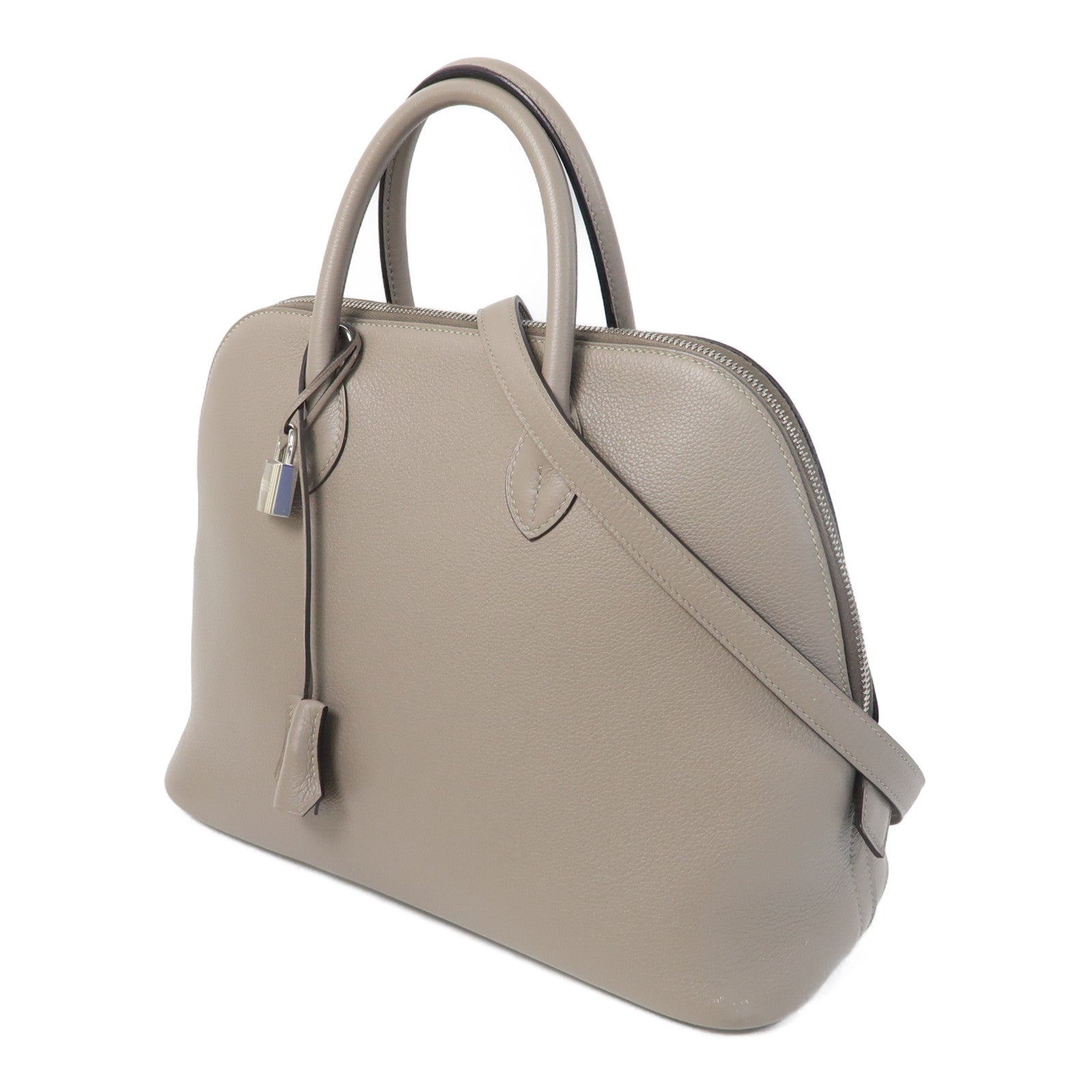 HERMES 【激減優惠】Evercolor皮革Bolide 1923 30銀扣手挽袋Gris Asphalte灰色