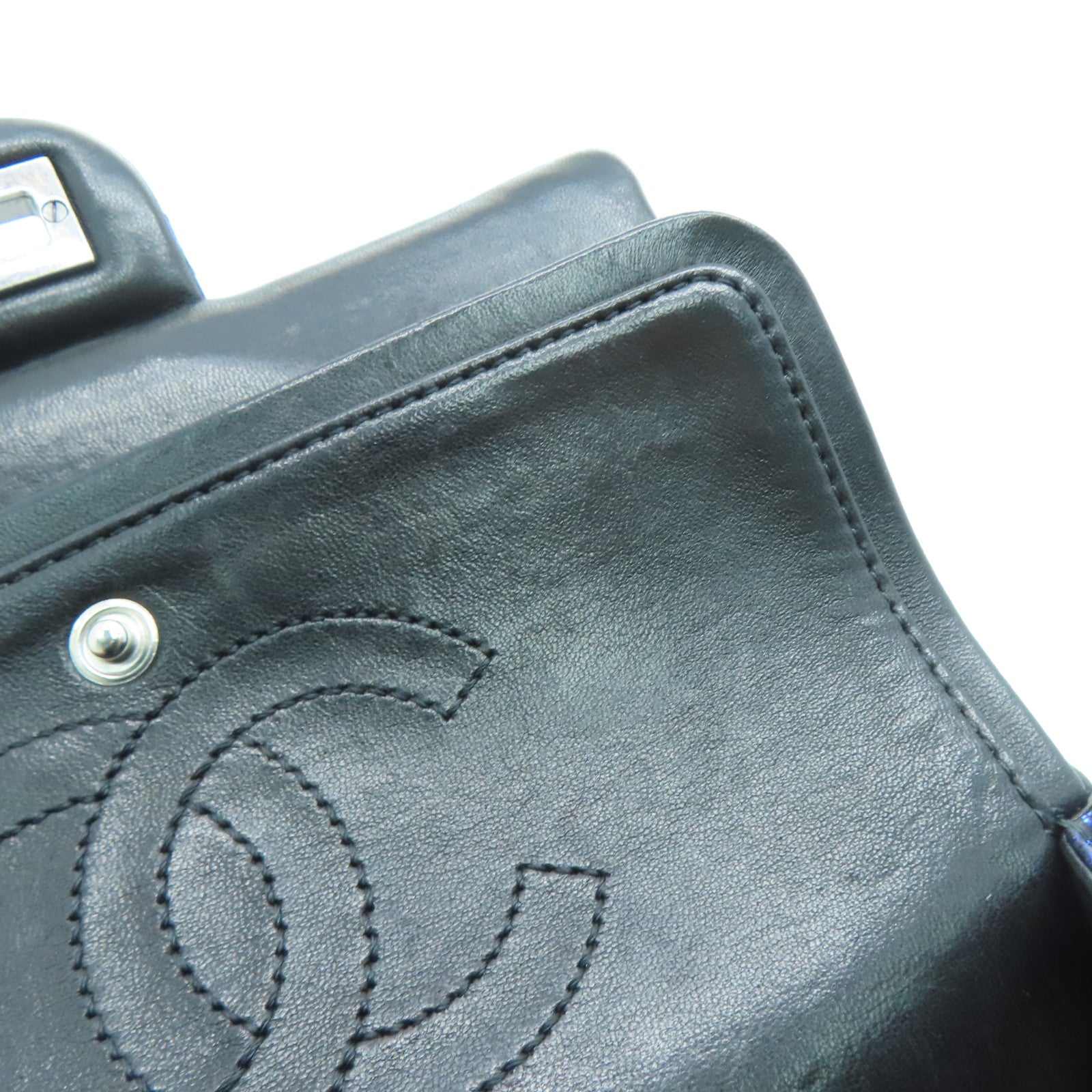 CHANEL 【激減優惠】菱格蛇皮皮革Chain Shoulder Bag鏈條銀扣肩背袋藍色