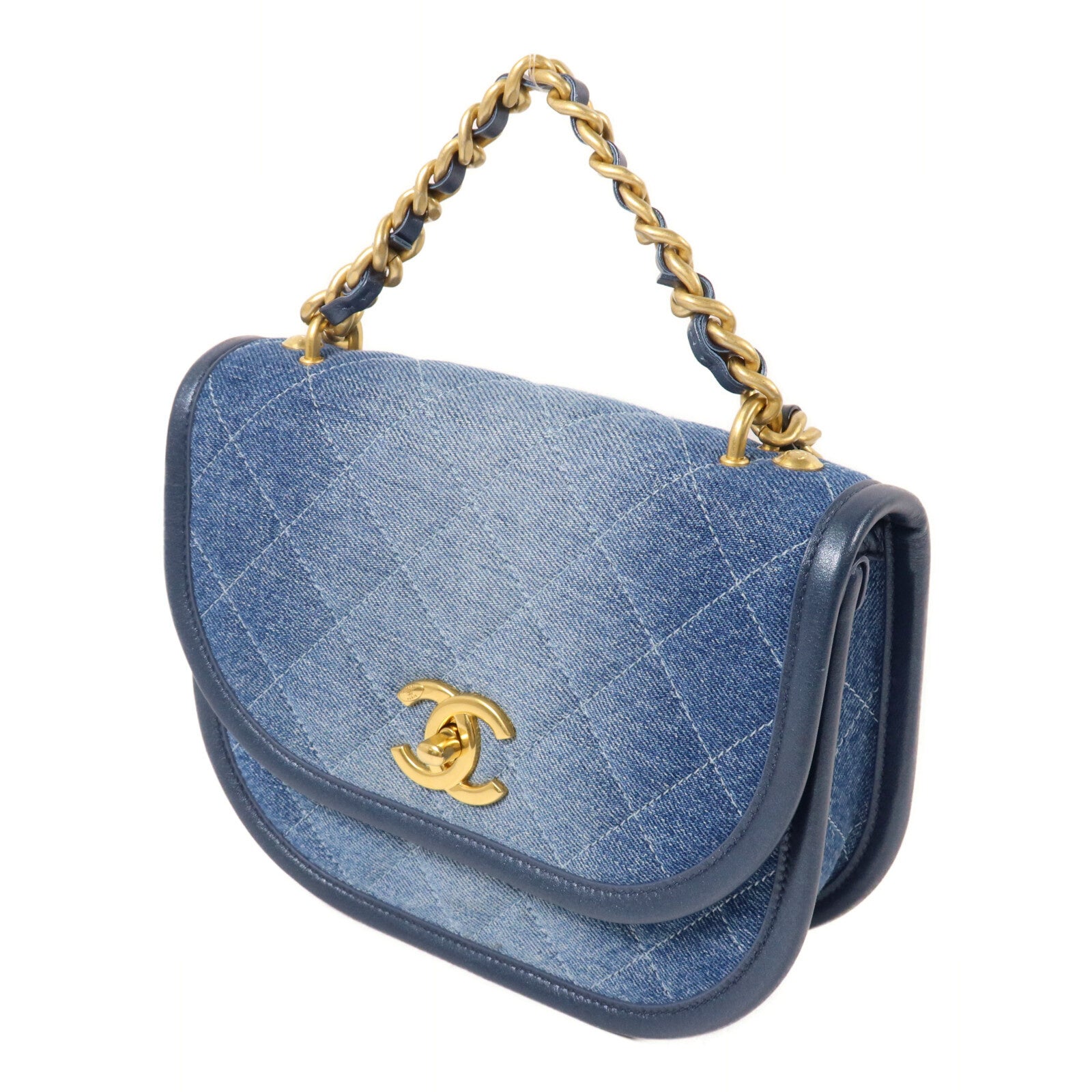 CHANEL 牛仔布Small Demin Messenger鏈帶手挽肩背兩用袋