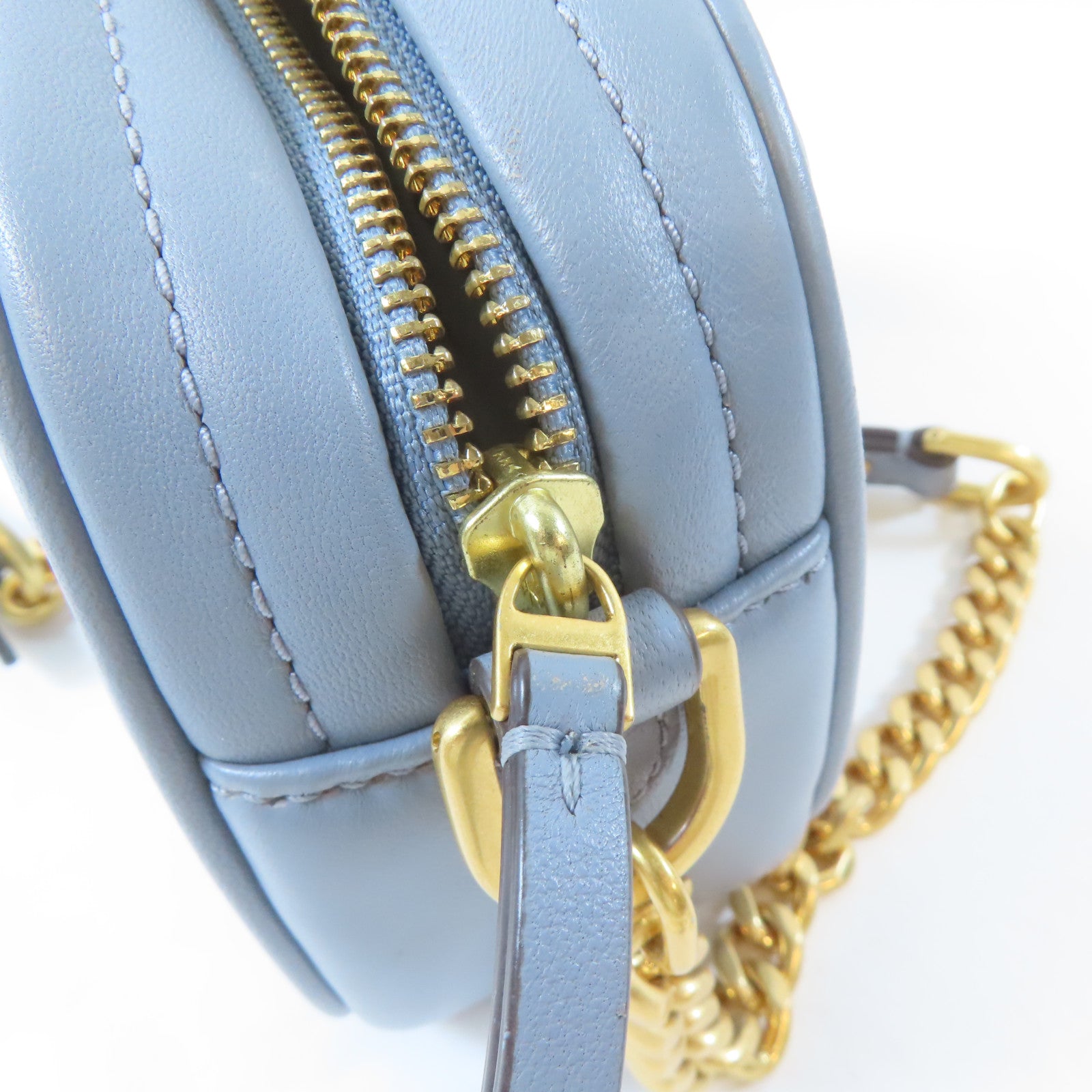 Tory Burch 牛皮皮革Shoulder Bag金扣肩背袋淺藍色