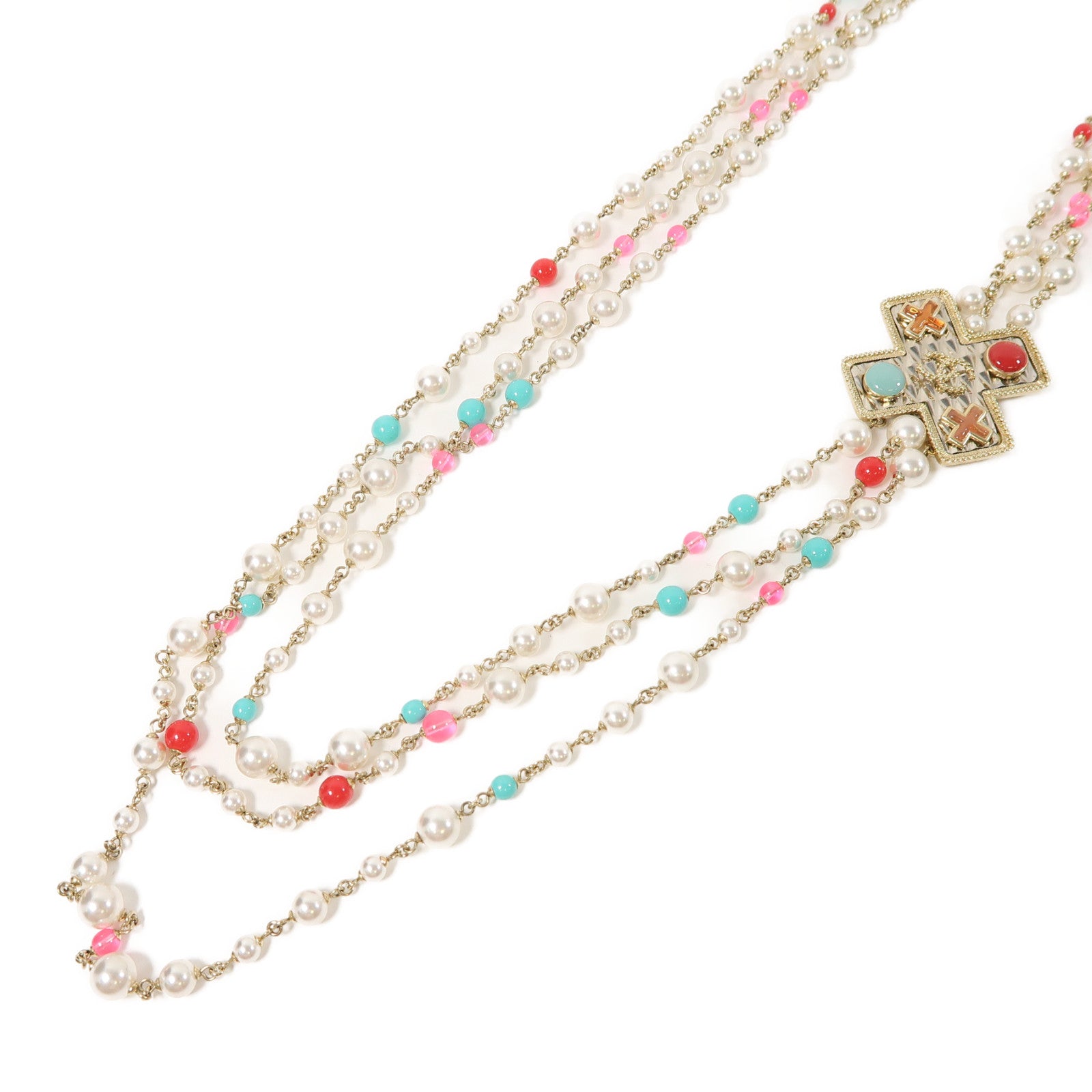 CHANEL 金屬Necklace項鍊金色/紅色/藍色