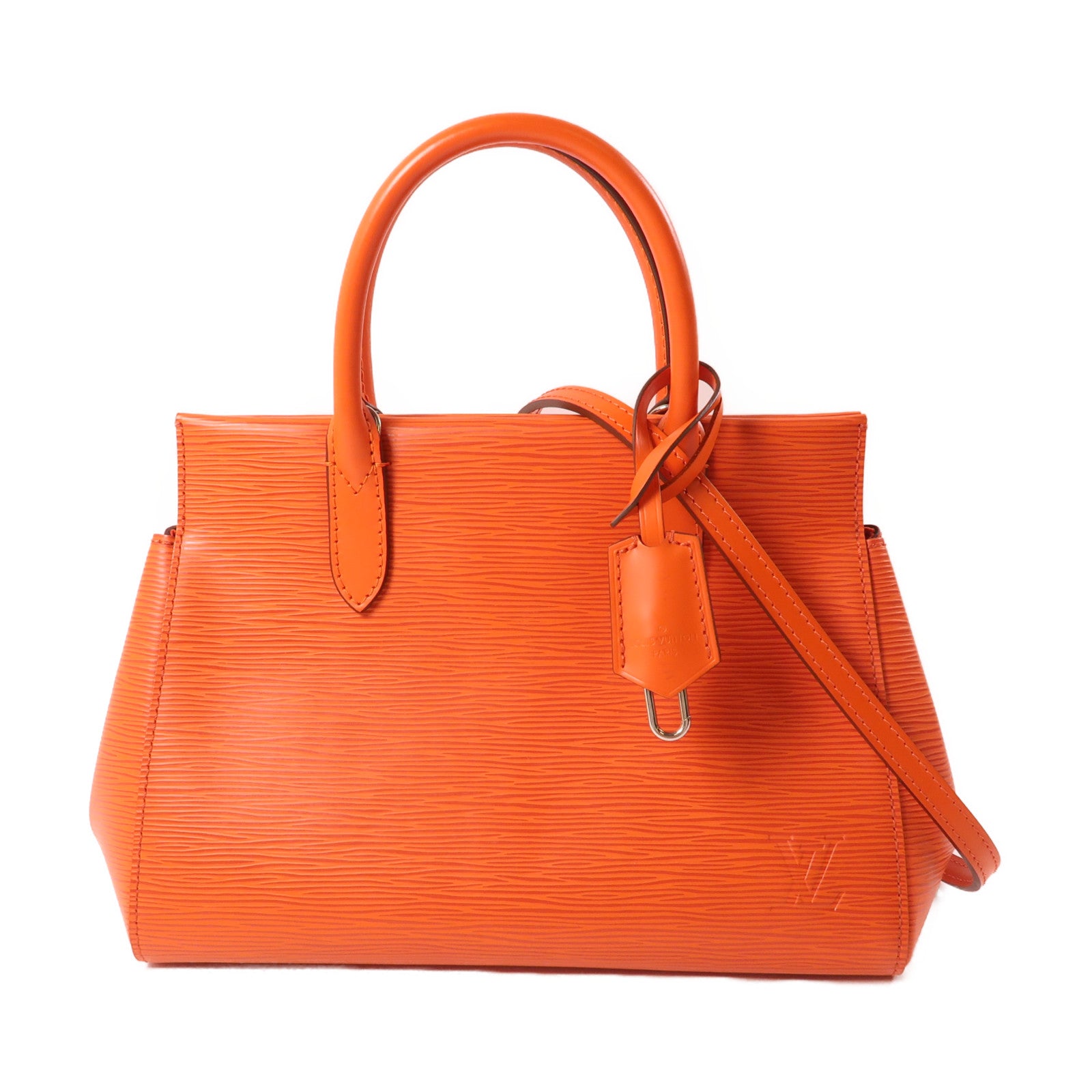 LOUIS VUITTON Epi Marly BB銀扣手挽肩背兩用袋橙色