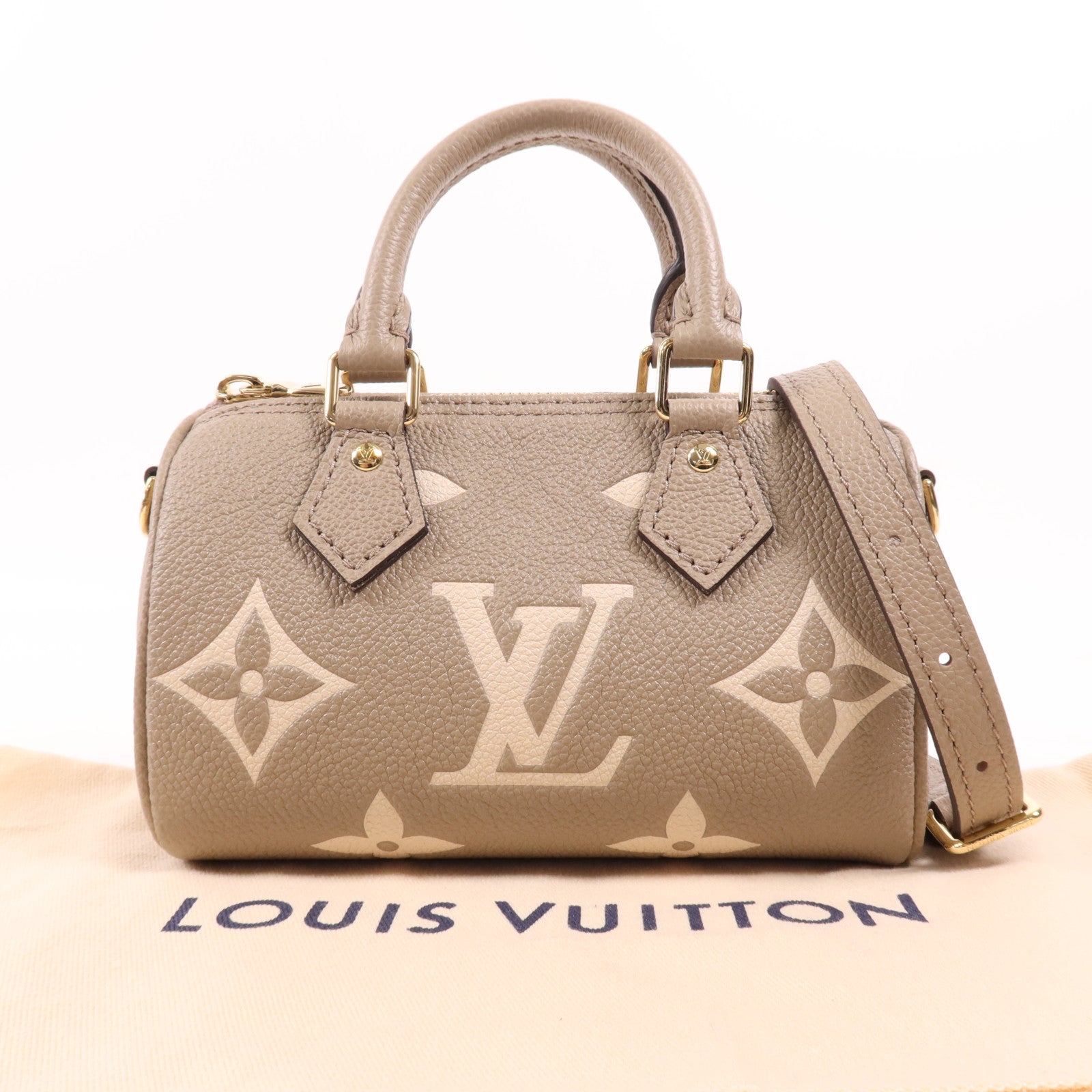 LOUIS VUITTON Monogram Empreinte Nano Speedy金扣手挽肩背兩用袋
