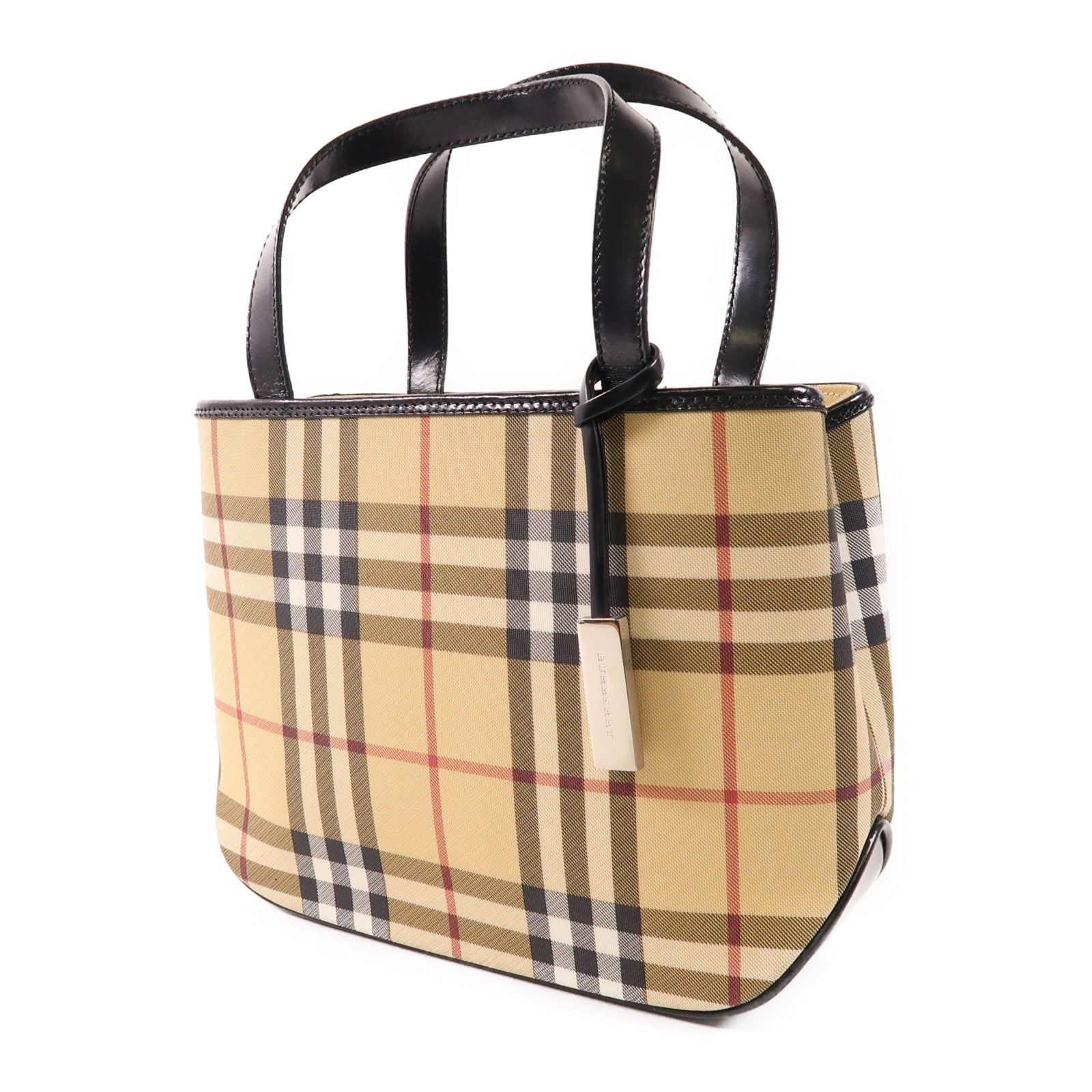 BURBERRY 帆布Hand Bag銀扣手挽袋