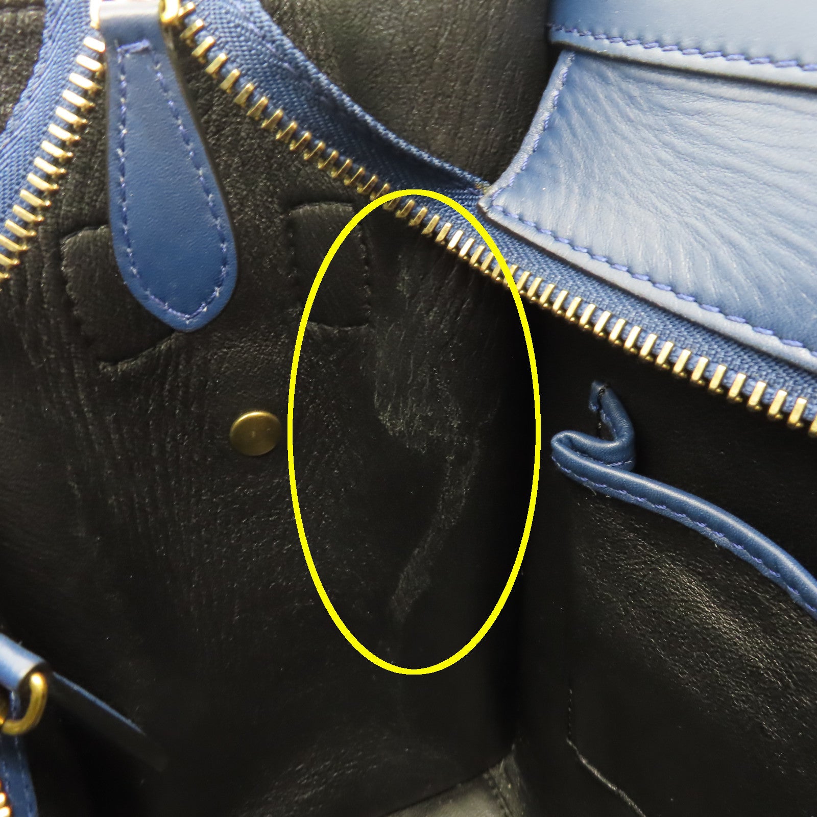 CELINE 【清倉大減價】牛皮皮革Micro Luggage金扣手挽袋藍色/黑色