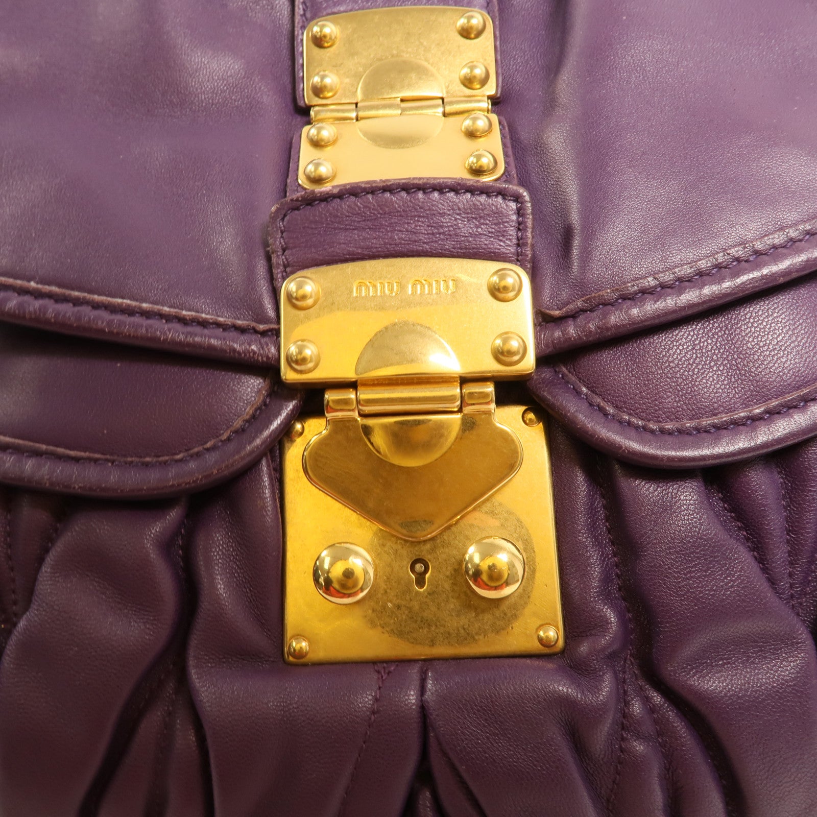 Miu Miu 羊皮皮革Shoulder Bag金扣手挽肩背兩用袋