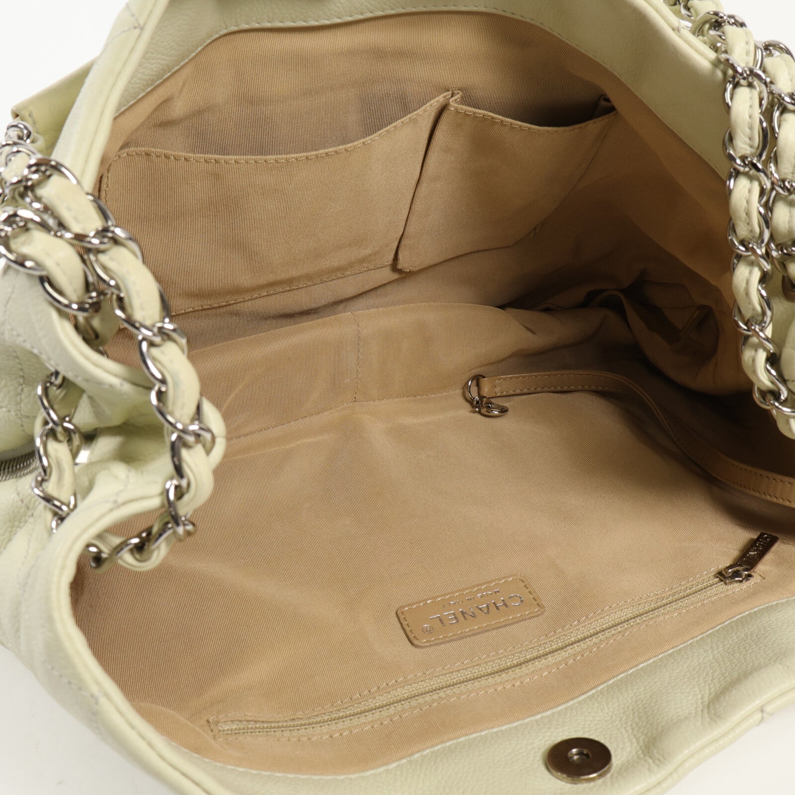 CHANEL 牛皮皮革Shoulder Bag銀扣鏈帶肩背袋