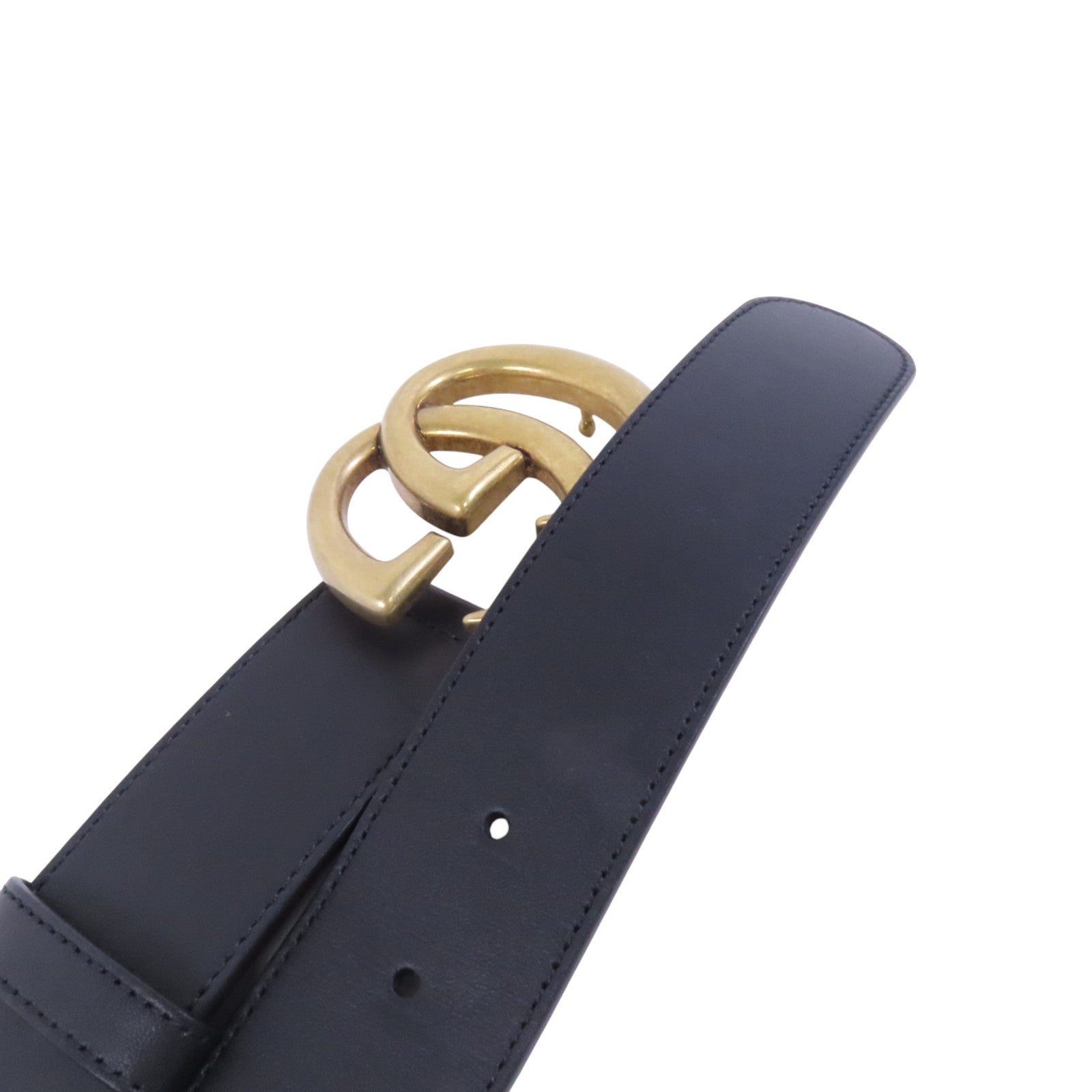 GUCCI 牛皮皮革GG Marmont Wide Belt金扣皮帶