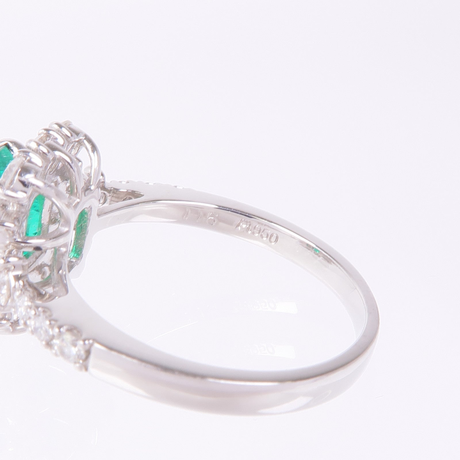 JEWELRY PT950鉑金Emerald Diamond Ring綠寶石/鑽石戒指US#5.5