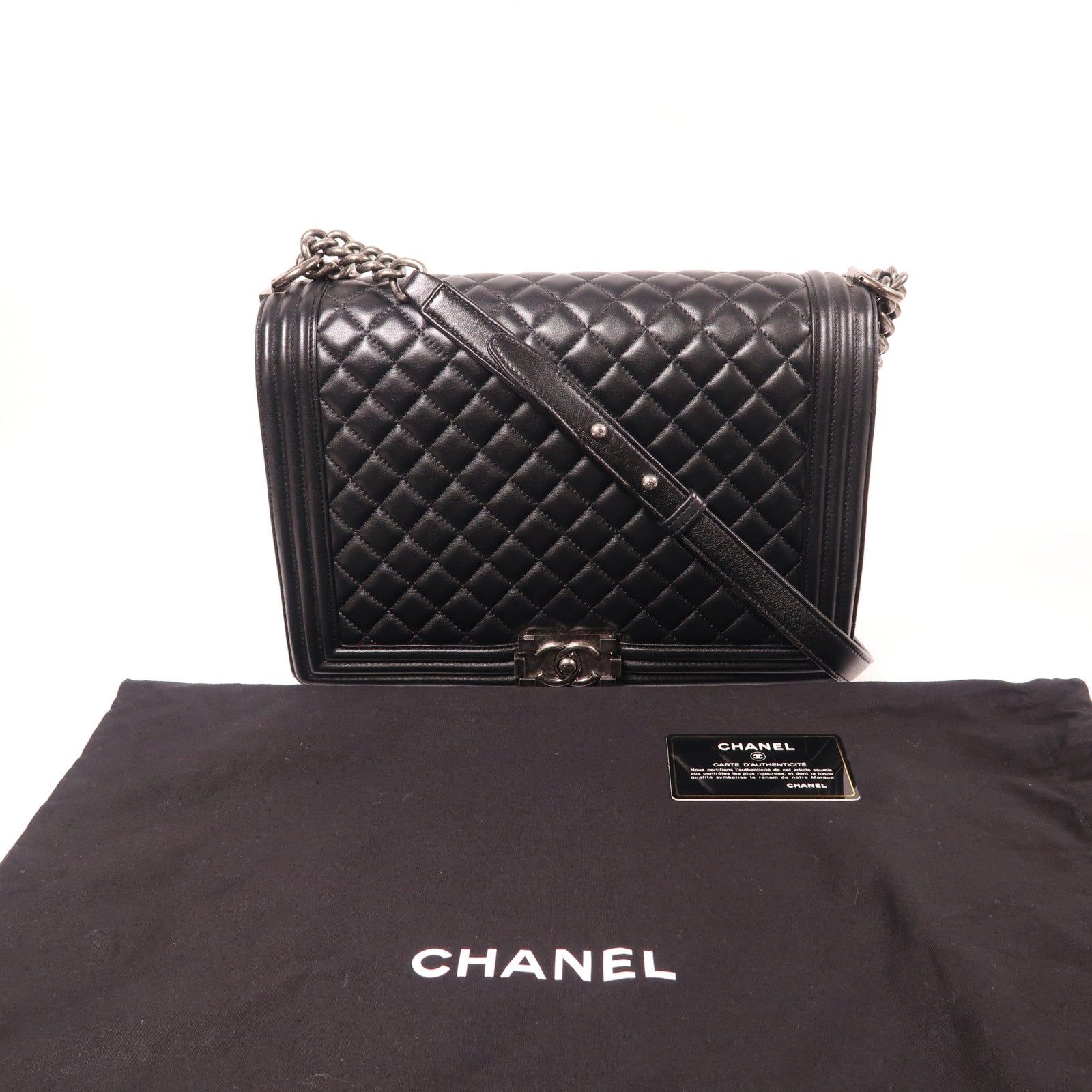CHANEL 羊皮皮革Boy 30鏈帶肩背袋