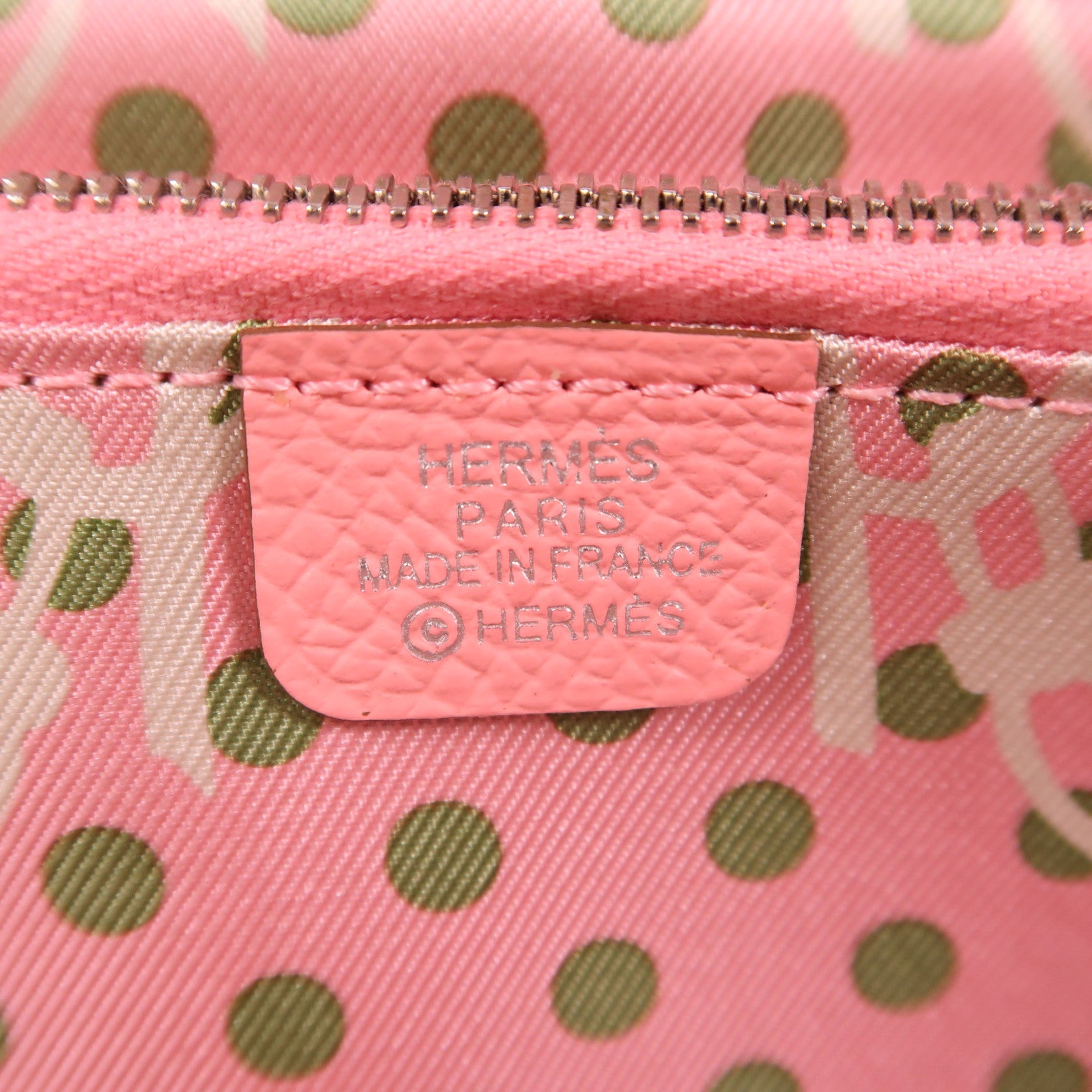 HERMES Epsom皮革Silk In Classic銀扣長錢包Rose Confetti
